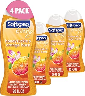 Softsoap Honeysuckle & Orange Burst Body Wash, 20 Ounce 4-Pack - Moisturizing, pH Balanced, Dermatologist Tested