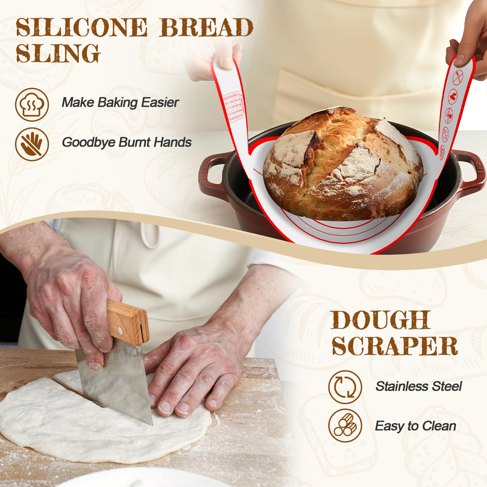 NZQXJXZ Gärkörbchen, 100% Natürlichem Rattan, Gärkorb Zum Brotbacken-Set, Brotkorb Mit 32OZ Gärglas mit Spatel, Leicht Zu Reinigen Brot Backen Zubehör für Professionelle und Häusliche Bäcker, 16pcs