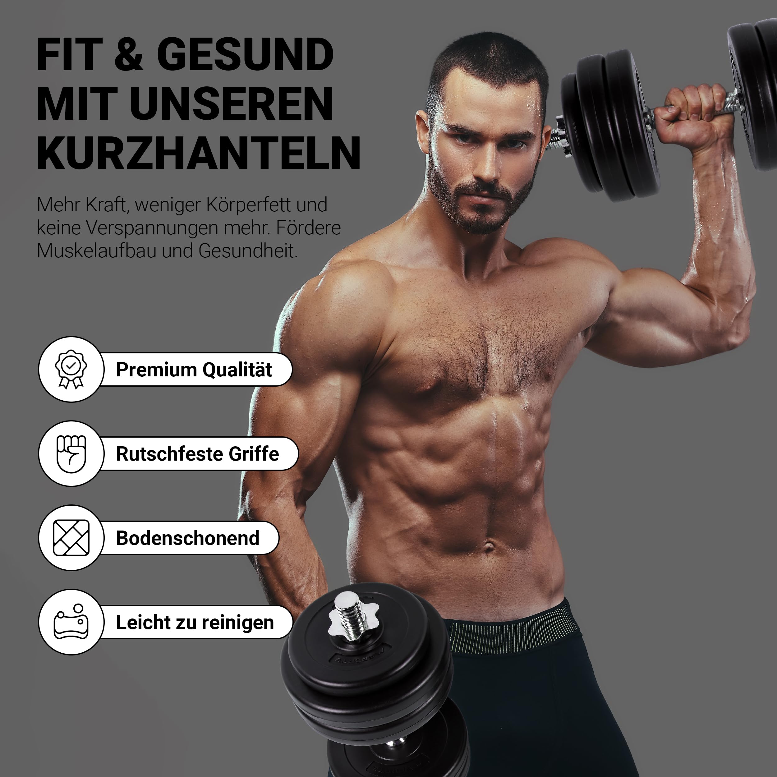 MSPORTS Hantelset Premium - Hantelstange + Hantelscheiben & Sternverschlüsse – verstellbare Langhantel/Kurzhantel Kombination für Home-Gym & Krafttraining