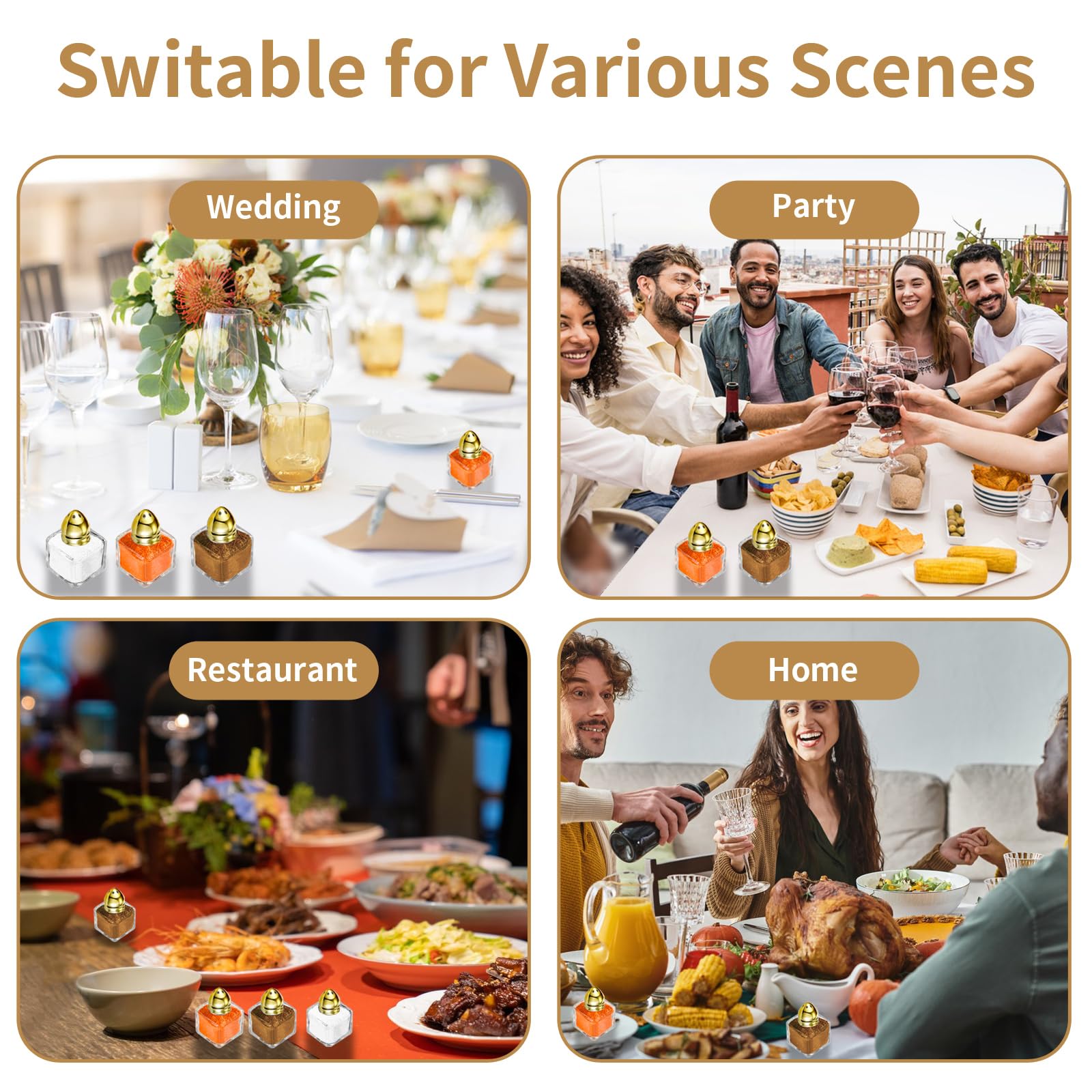 Salz- und Pfefferstreuer in Würfelform, klein, 14,2 ml, mit Ton-Deckeln, klares Mini-Glas, Gewürzgläser, Gewürz-Salzstreuer mit Trichter für Hochzeit, Party, Restaurant, Zuhause, Küche, 24 Stück