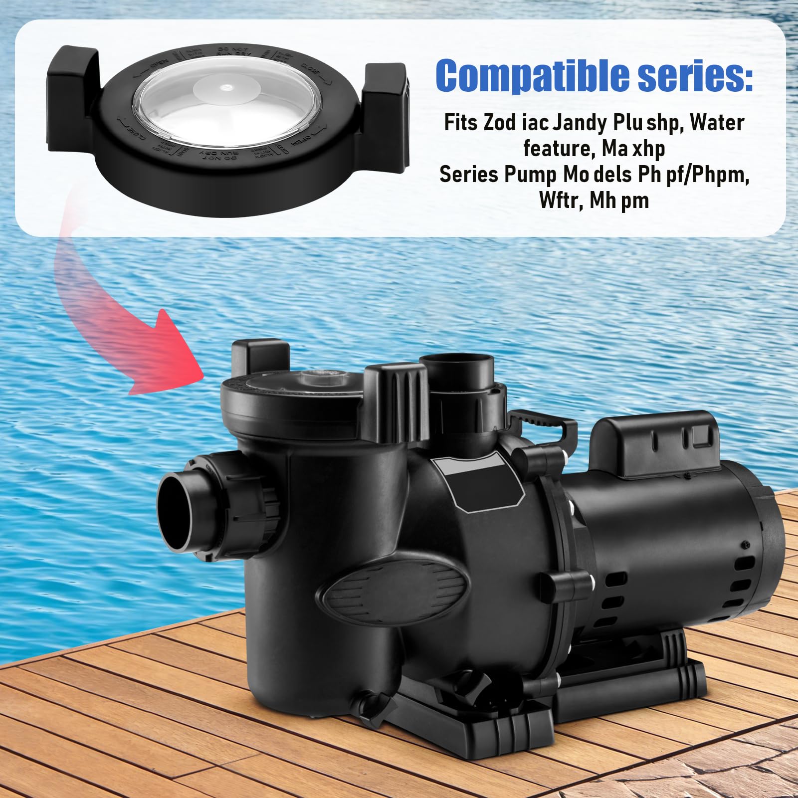 R0448800 Coperchio per pompa per piscina Jandy Coperchio ad anello di bloccaggio con guarnizione di ricambio 19,8 cm compatibile con Zodiac Jandy PlusHP Waterfeature Pool Filter O Ring