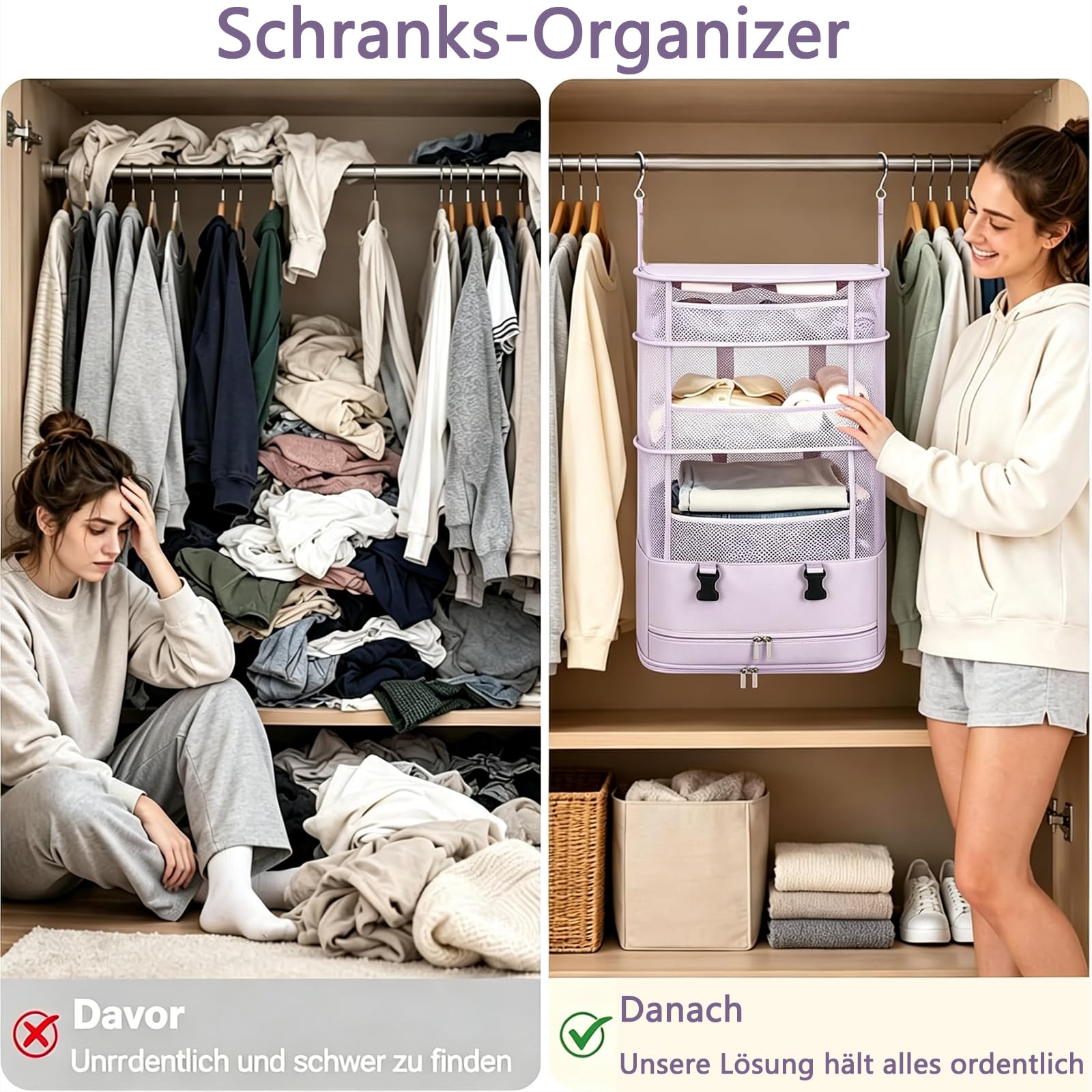 SUGODA Organizer per valigie, a 5 strati, organizer a compressione, da appendere, da campeggio, pieghevole, per bagaglio a mano, borsa per abiti da viaggio, per attività all'aperto