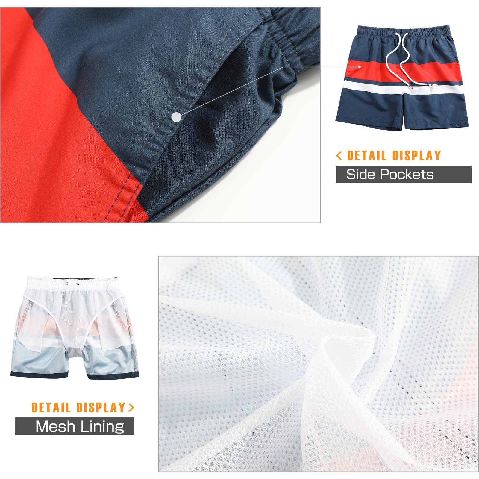 Danfiki Pantaloncini Costume da Bagno Uomo Asciugatura Veloce Calzoncini da Beach Costume da Bagno Fodera Rete con Taschino e Coulisse Trunks