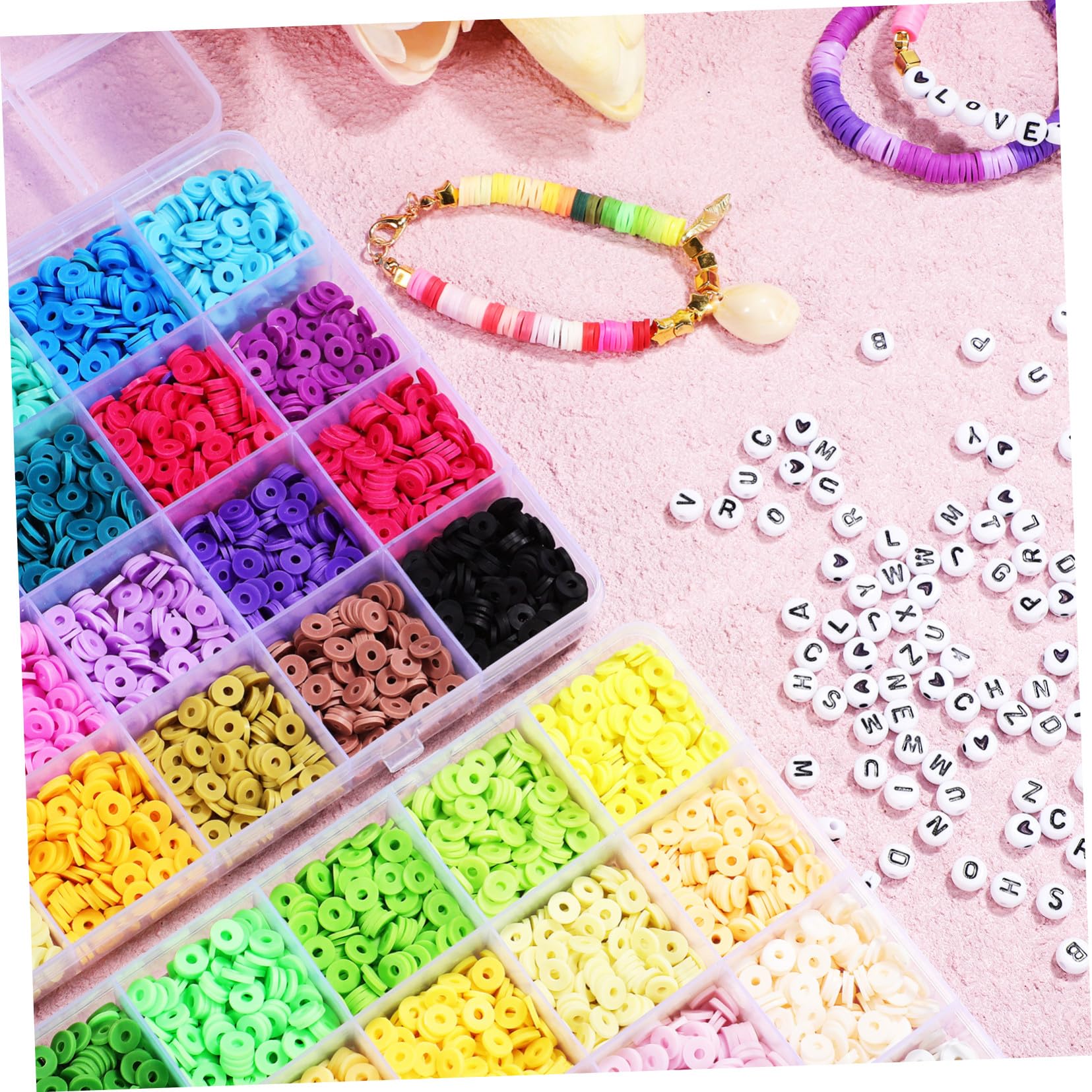 LIFKOME Kit Complet de Perles pour Création de Bijoux DIY Perles Argile Durables et Colorées pour Bracelets et Colliers Accessoires pour Fabrication Artisanale