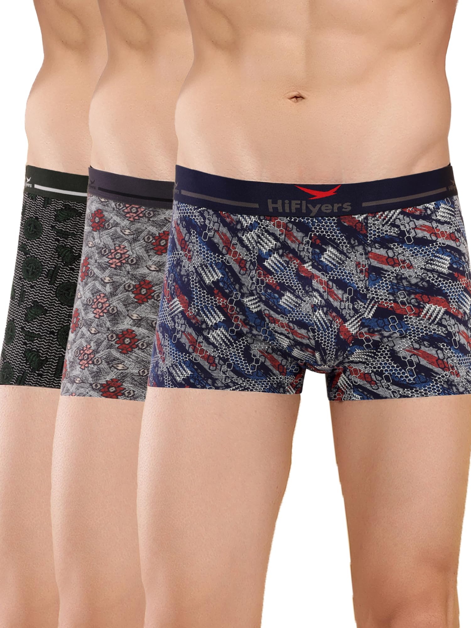 hiflyers Men's Odour-Free, Long Lasting Comfort, All Day Fresh and Confidence Cosmic, Kaleidoscope Collection Printed Cotton Spandex Trunk-picture-43