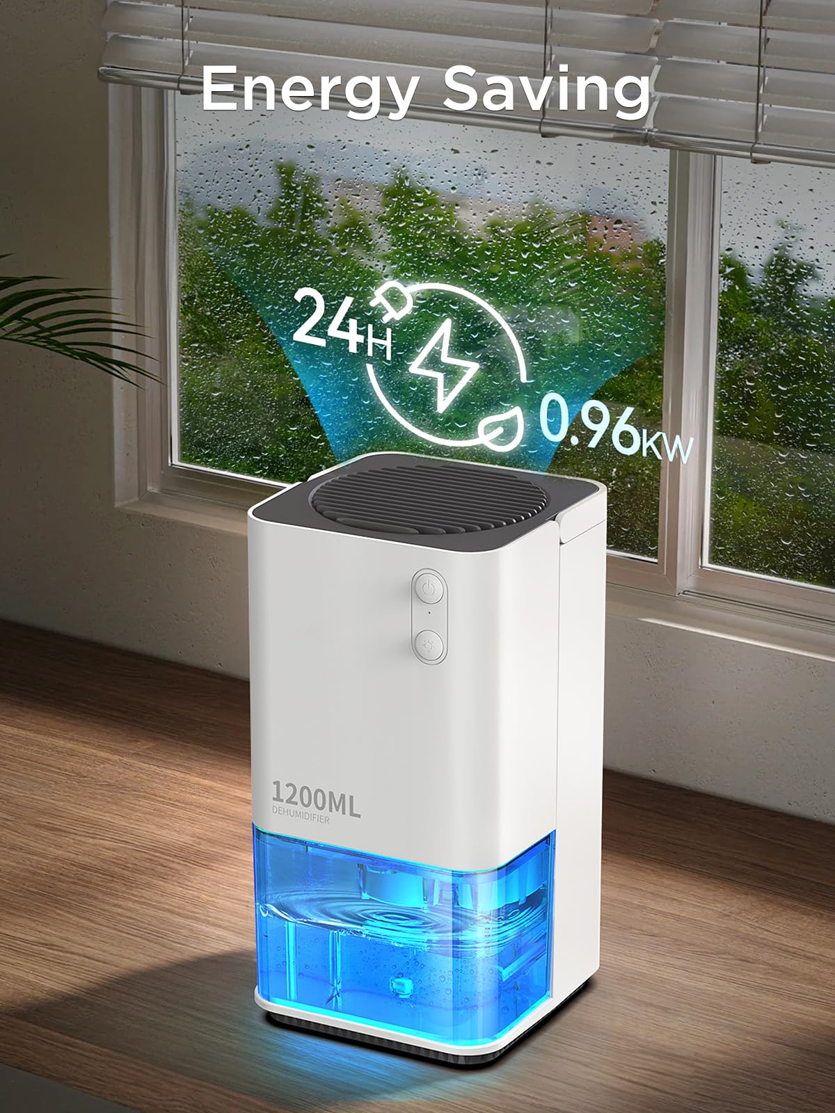 EasyAcc®1200ml Deumidificatore Casa AntiMuffa Piccolo Deumidificatore Portatile Elettrico Silenzioso 35db-Autosbrinamento-Riciclabile-7 Luci-Professionale per Camera Armadio Bagno