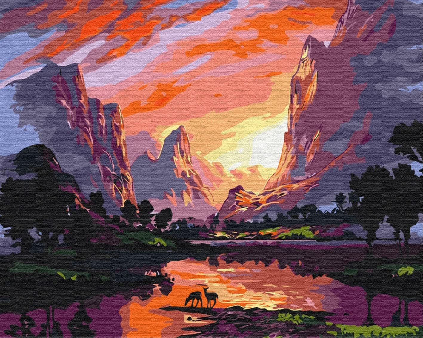 KASTWAVE Paint by Numbers for Adults Beginner, Landscape Painting Canvas Oil Painting Digital Painting Kit, Acrylic Paint by Numbers for Living Room Home Bedroom Decor 16x20inch