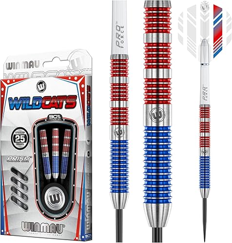 Miniatura 8 de WINMAU Wildcats - Juego de dardos de tungsteno al 90% con vuelos y tallos (ejes) - Tecnología Prism - Match Weighed