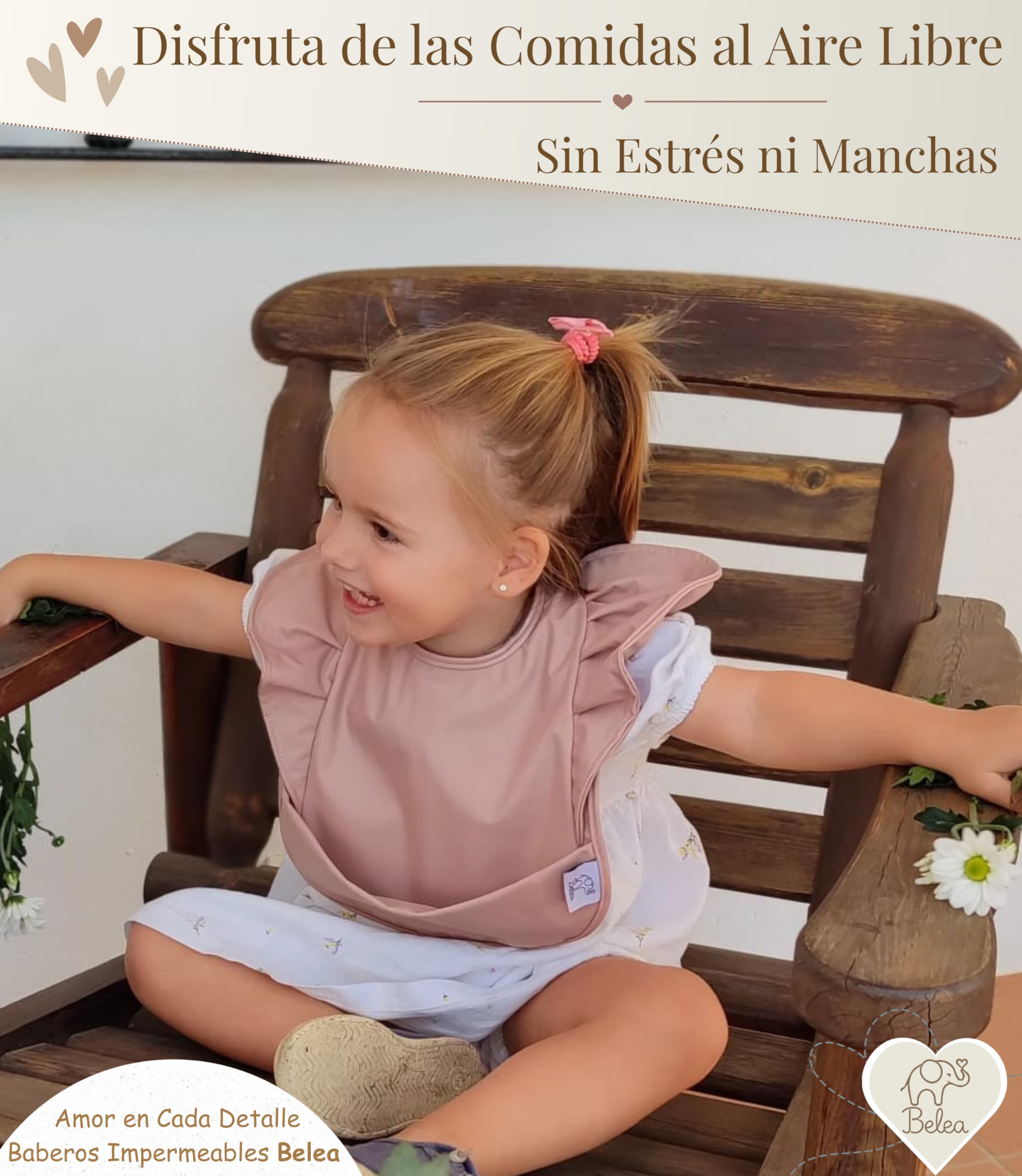 Baberos Bebe Impermeables BLW sin Mangas con Volantes Ajustable de 6 Meses a 5 Años Bolsillo Recogemigas Babete Impermeável Bebe Waterproof Sin BPA Lavable Regalo Babyshower Cumpleaños Bebé Niña