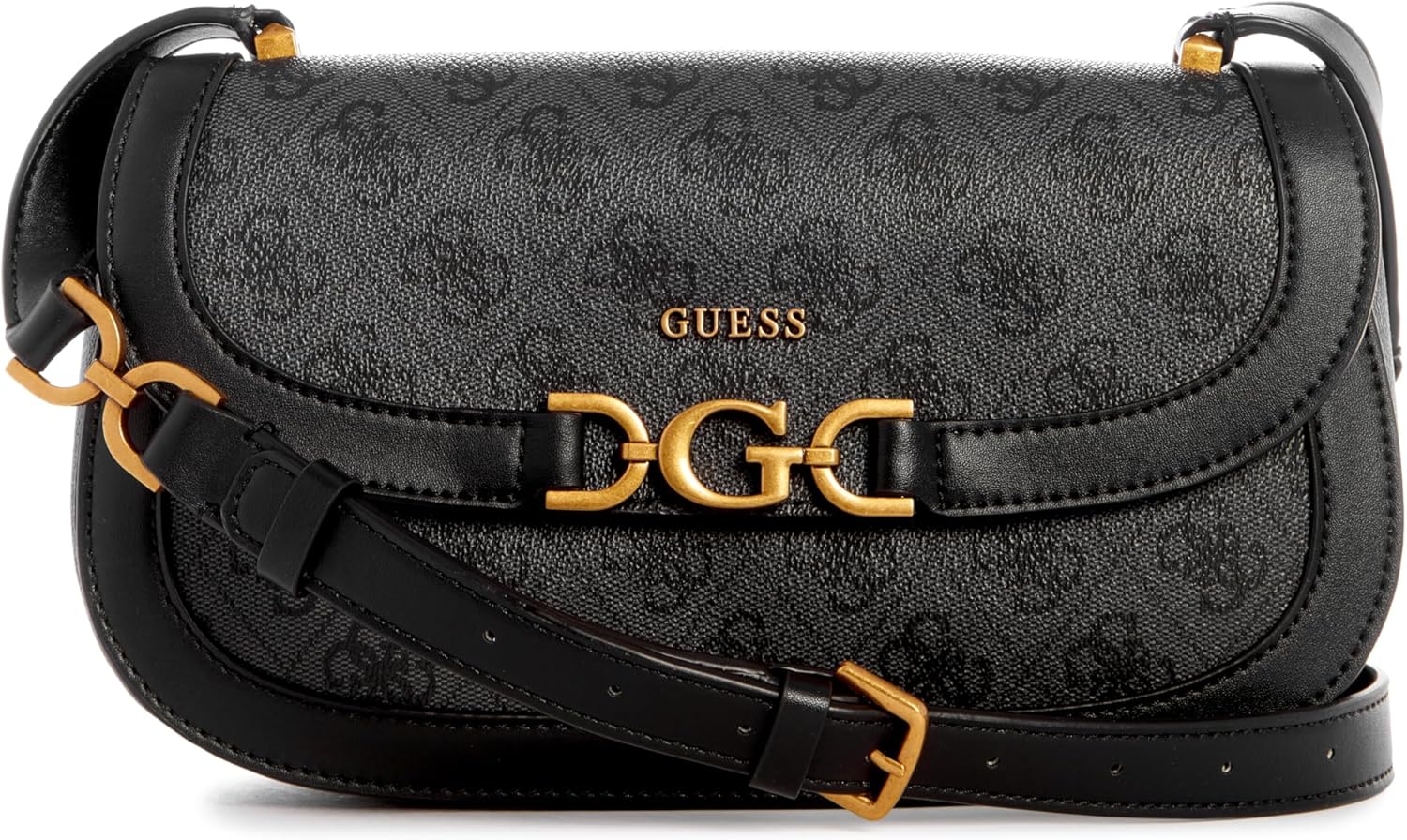 GUESS Dagan Crossbody Flap, Coal Logo Handbags