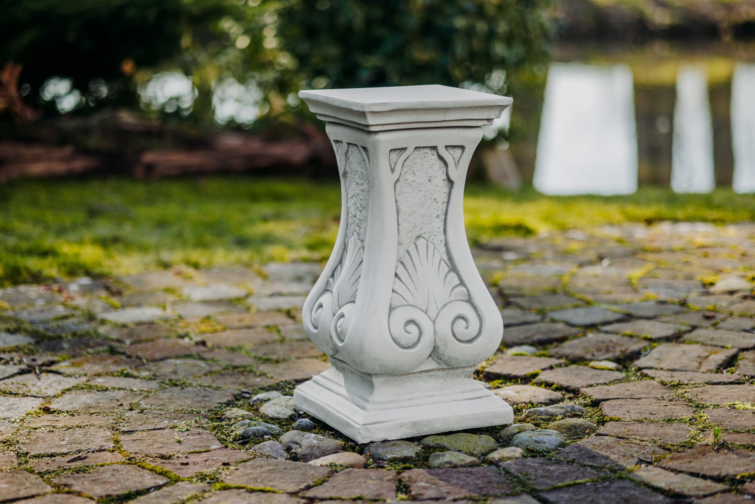 gartendekoparadies.de Cokół z dekoracjami, podstawa kamienna, wysokość 51 cm, powierzchnia podstawy 25 x 25 cm, 46 kg, szara, mrozoodporna, wykonana z lanego kamienia, do użytku na zewnątrz