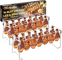 Triceratops 2-Pack Chicken Leg & Wing Grill Rack - 14 Slots Stainless Steel BBQ Drumstick Holder for Smoker, Oven, Charcoal Grill