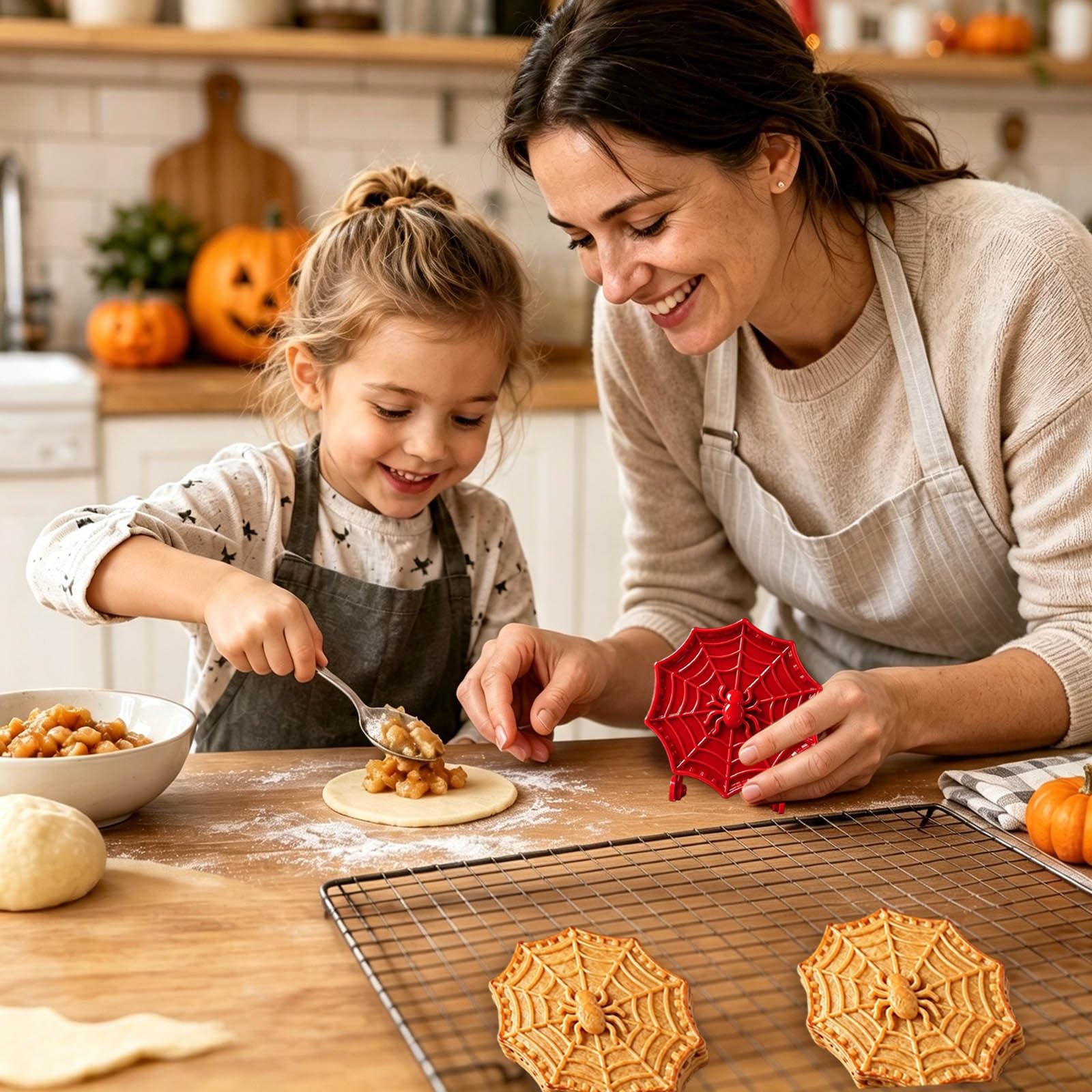 Juego de mini moldes para tartas de mano de Halloween, suministros para