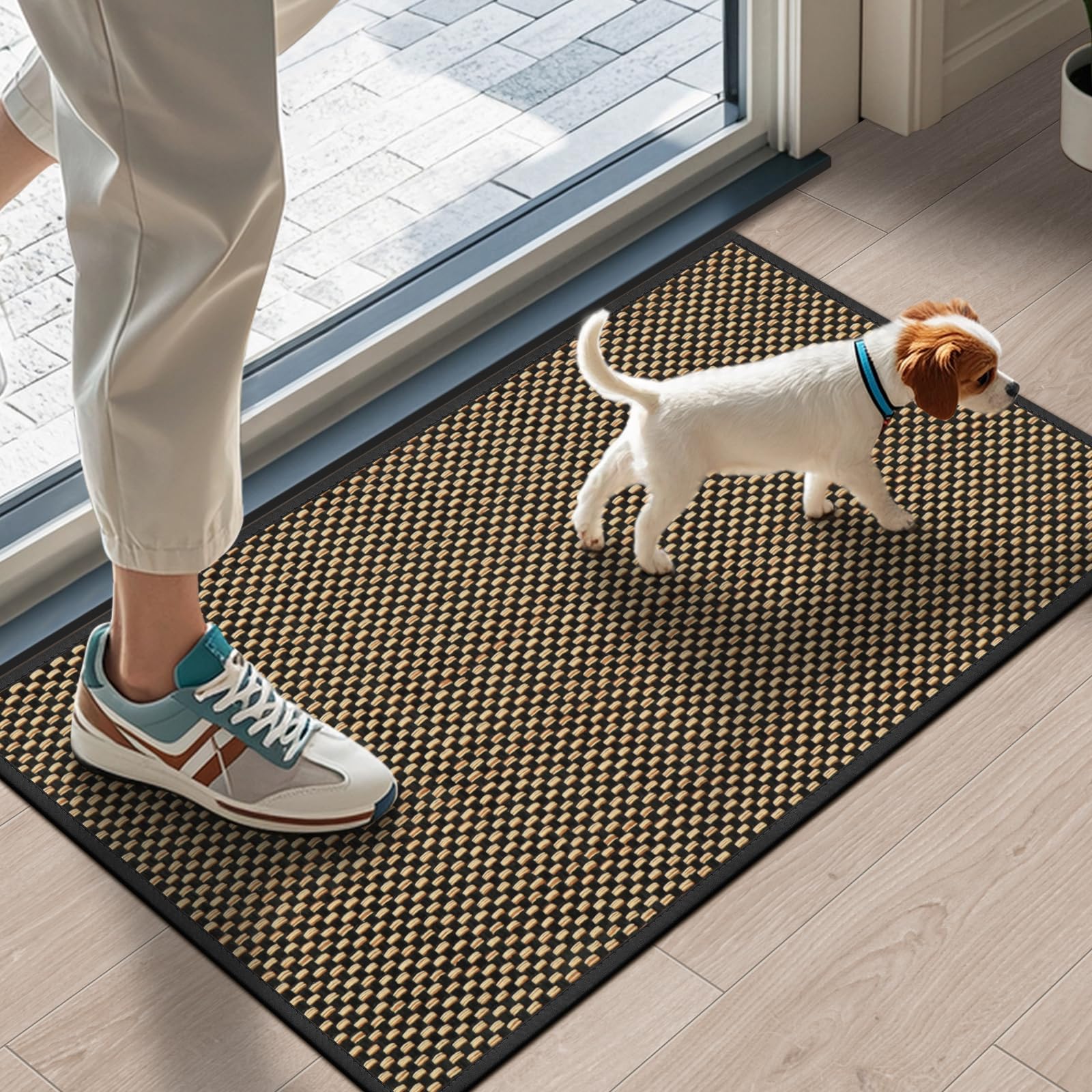Ultra Thin Khaki Door Mat - Non Slip Entryway -16