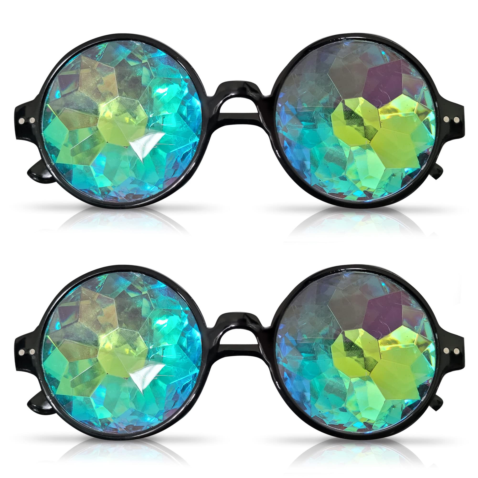 SOL 2pk Kaleidoscope Glasses Rave Party Glasses for Festivals - Unique Visual Experience, Durable Lenses, Ideal for Parties, Raves, and Light Shows - Stand Out Accessories for Music Lovers