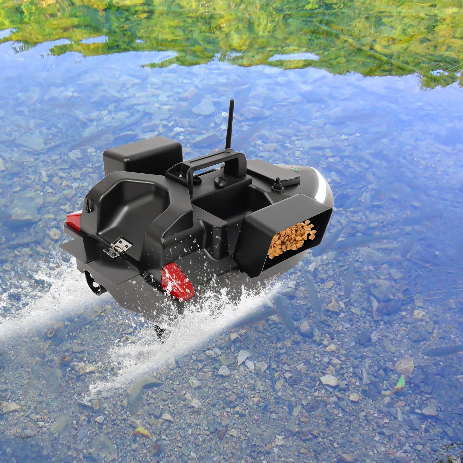 500M RC Köderboot GPS Angelköder Fischköder Boot mit 3 Köderboxen, 12000mAh Akku (4 Std.), Doppelmotor, Suchscheinwerfer, Automatische Rückkehr, Für Karpfenangeln