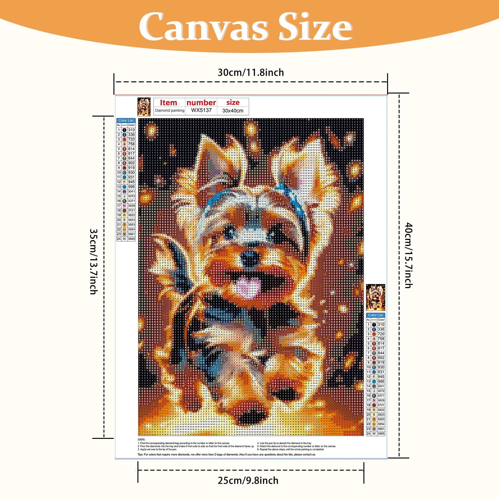 DAERLE 5D Diamond Painting Kit Completo Cane adorabile, Pittura Diamante Fai Da Te Cane felice, Diamond Painting Kit Full Principiante Artigianato per la Decorazione Della Parete di Casa 30x40cm