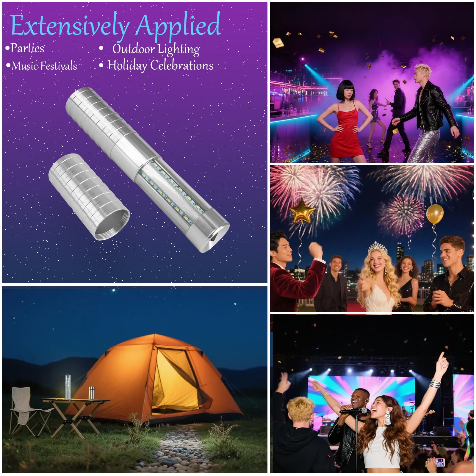 14 luces LED estroboscópicas de mano para champán, luces de servicio, lámpara LED recargable para bar, discoteca, concierto, actividades al aire libre