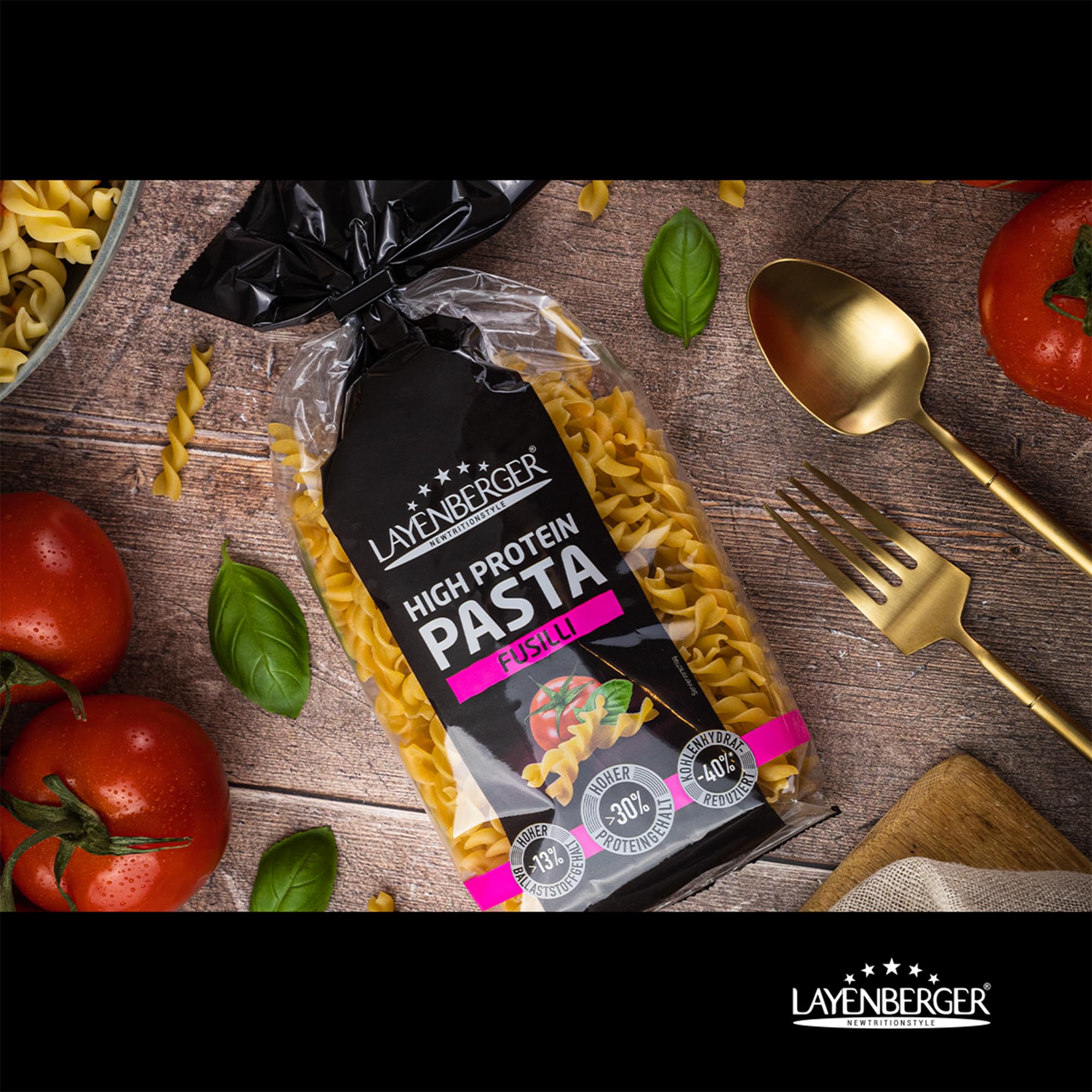Layenberger High Protein Pasta Fusilli - Eiweiß-Nudeln, 30% Weizen-Protein, Ballaststoffe, vegan, 10er Pack (10x 250 g)