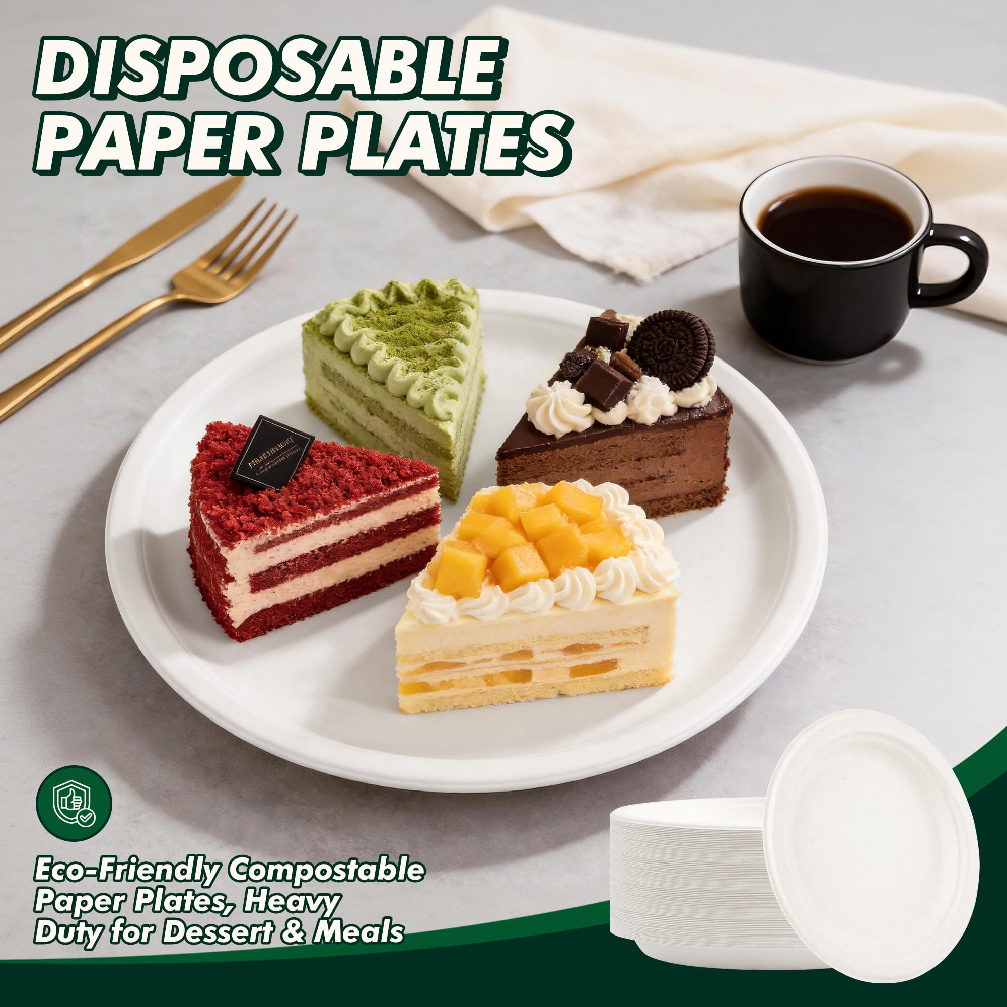 Compostable Paper Plates - 150 Pack (10 Inch) -6