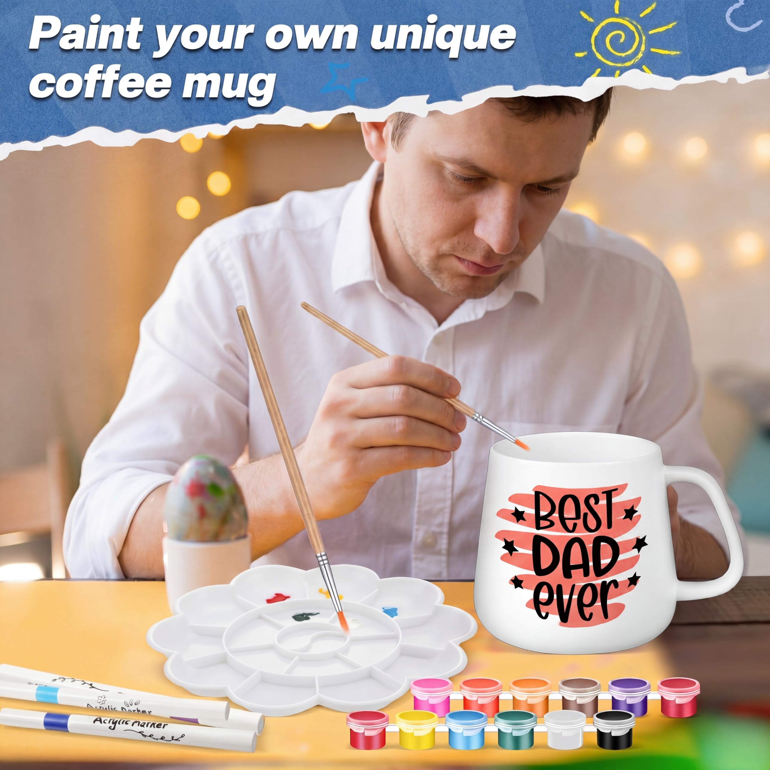 Amazon.com: Ninehaoou Your Own Personalized Coffee Mug Mother's Day Kit  Includes Blank White Coffee Mugs and Painting Supplies for Decorate Ceramic  Cup DIY Create a Keepsake Gift Craft(Classic) : Home & Kitchen