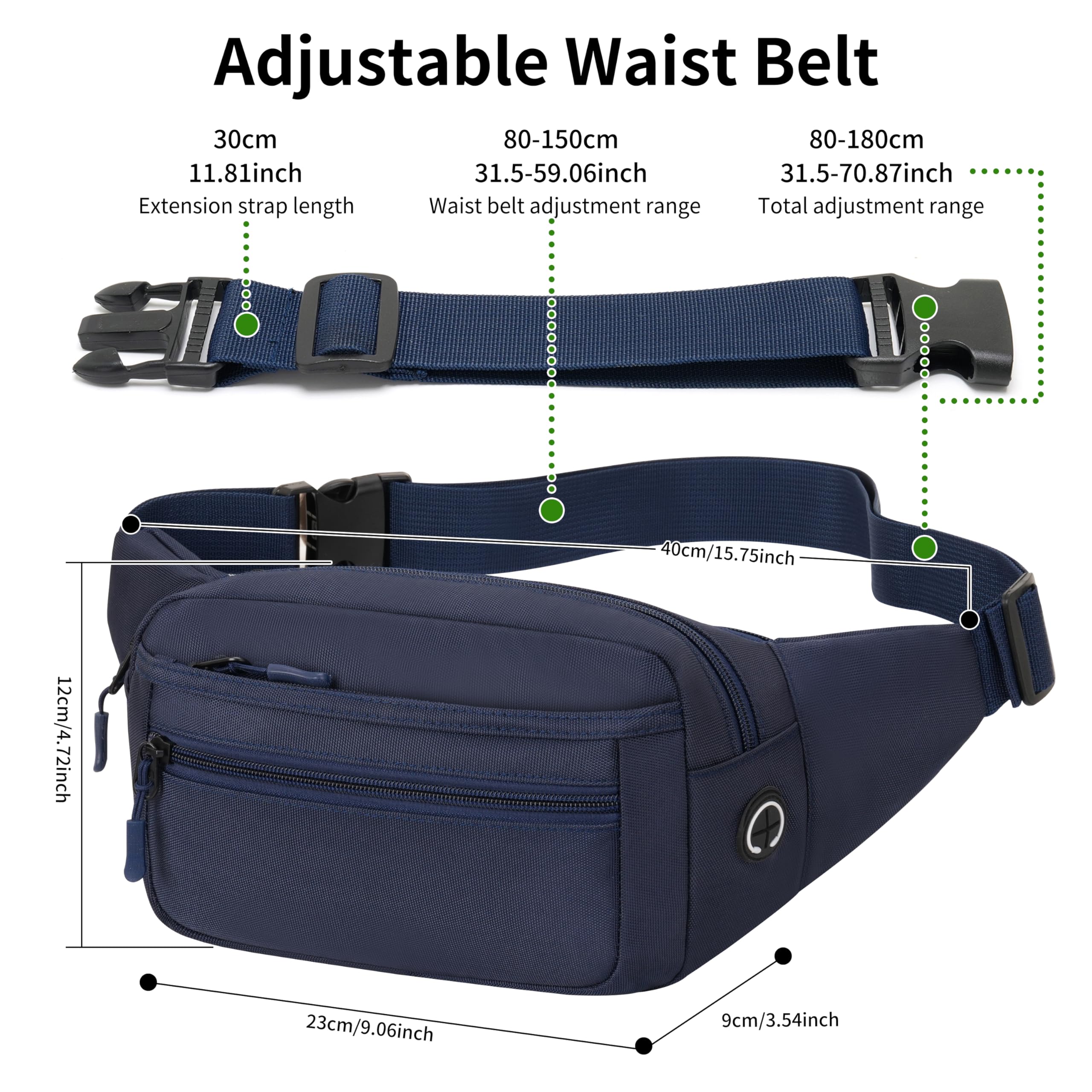 Bumbags Waist Bag Running Fanny Pack with Multi Pockets, Blue - Image 4