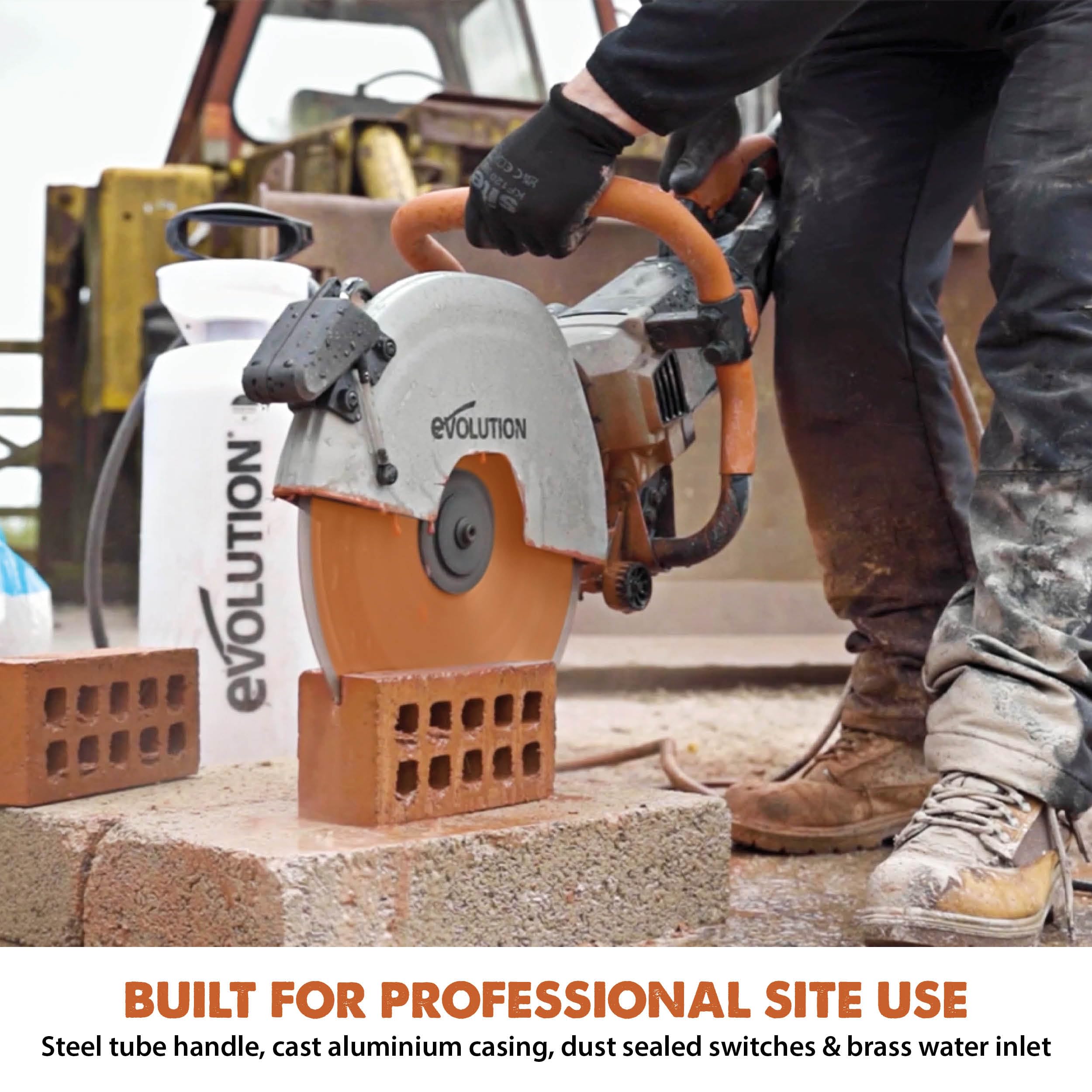 Evolution Power Tools R350DCT - Sierra de hormigón, sierra de corte, para cortar hormigón, piedra, ladrillo, tejas y más, cortador de disco eléctrico de 350 mm, hoja de diamante premium, 110 V, 350 mm