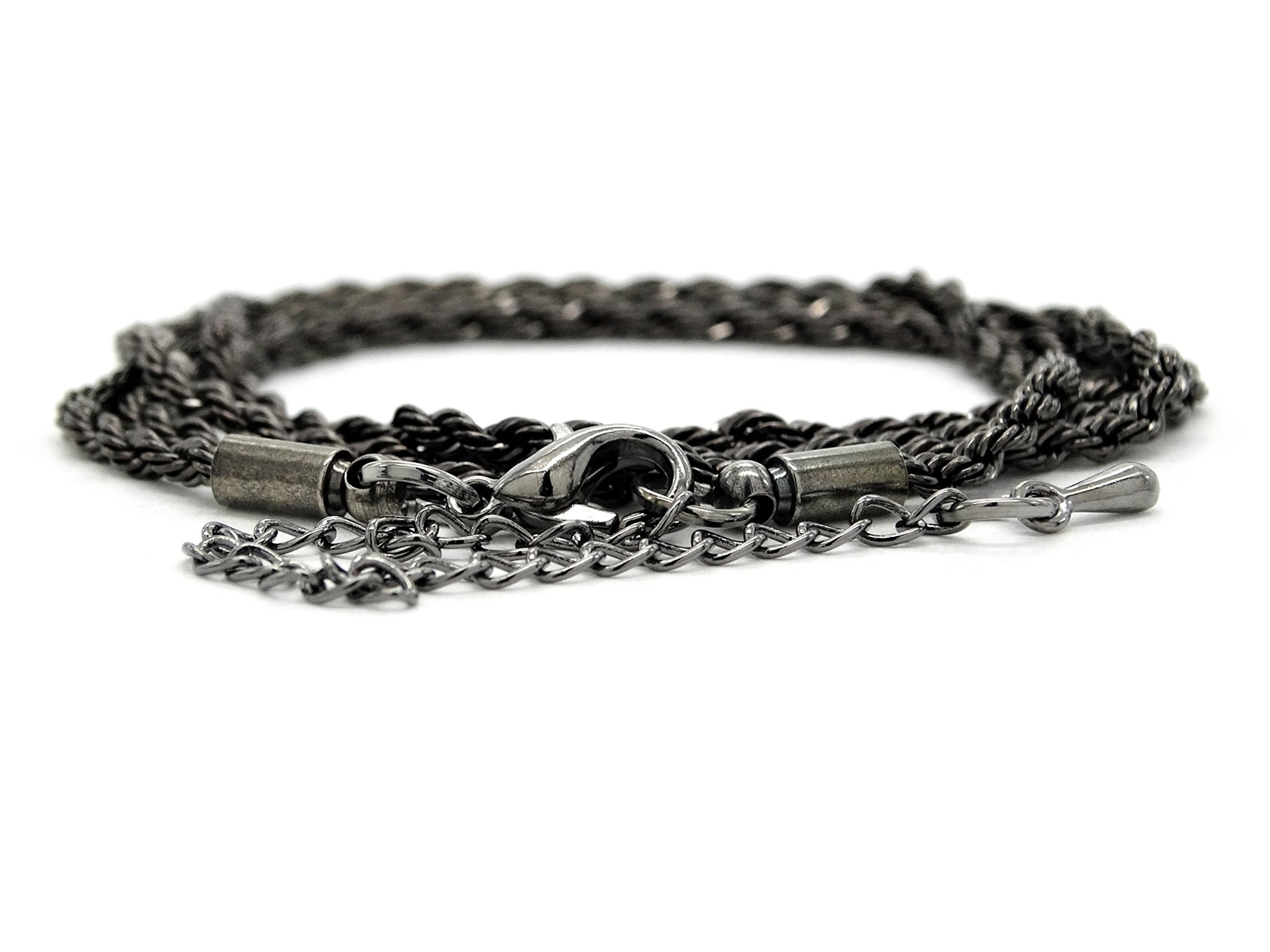 Collana in acciaio inox nero regolabile in lunghezza sottile con sacchetto viola e scatola regalo per gioielli nera. e Acciaio inossidabile, colore: Nero, cod. ND1