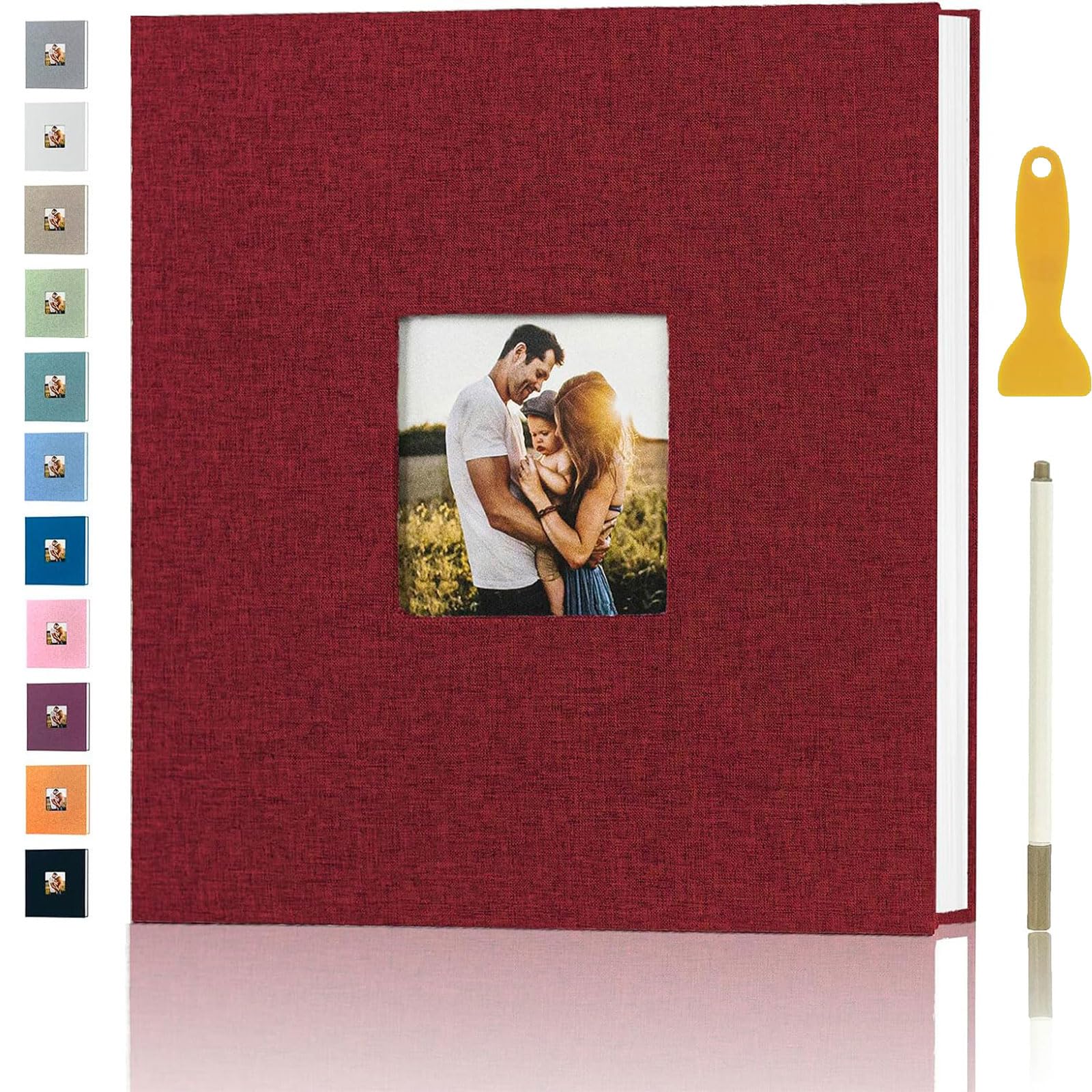 Fotoalbum, selbstklebende Seiten für 10,2 x 15,2 cm, 12,7 x 17,8 cm, 20,3 x 25,4 cm, magnetisch, Scrapbook, Fotoalben mit klebrigen Seiten, Bücher mit einem metallischen Stift, für Baby, Hochzeit,