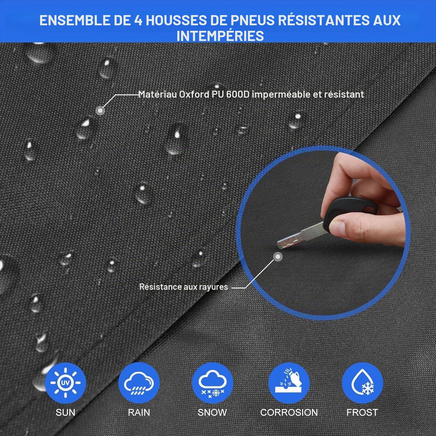 Zettum Les couvertures de pneus 2 Paquets d'adaptation diamètre du Pneu 66-73 cm, Housses pour Roue, PU Oxford Spareshroproof Wheel Cover pour RV, Camion, SUV, remorque de Voyage, Camping-Car
