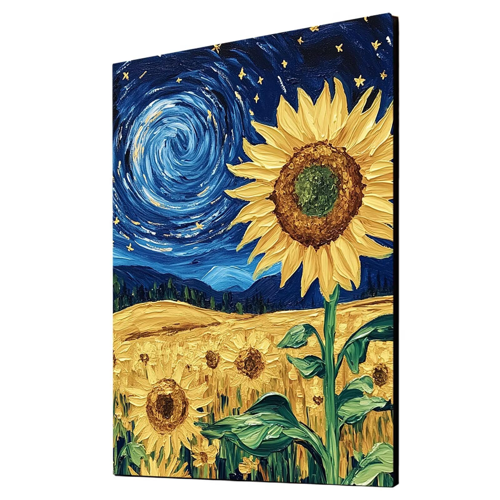 Malowanie po numerach, dla dorosłych, słonecznik, malowanie według numerów, zestawy gwiaździste niebo, hobby dla dorosłych i kobiet, artykuły plastyczne, 82 x 100 cm, sztuka ścienna, przejrzystość