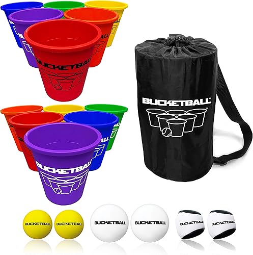 BucketBall - Edición arcoíris - Paquete combinado - Playa, piscina, patio, campamento, puerta trasera, barbacoa, césped, boda, eventos, agua,