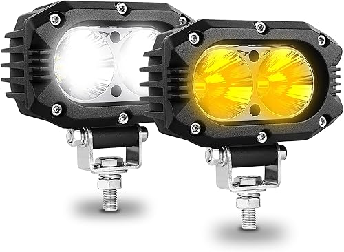 Nicoko Super brillante 4 pulgadas 60 W inundación LED ámbar blanco niebla luz conducción Offroad luces Pods IP68 para camión SUV ATV UTV motocicleta
