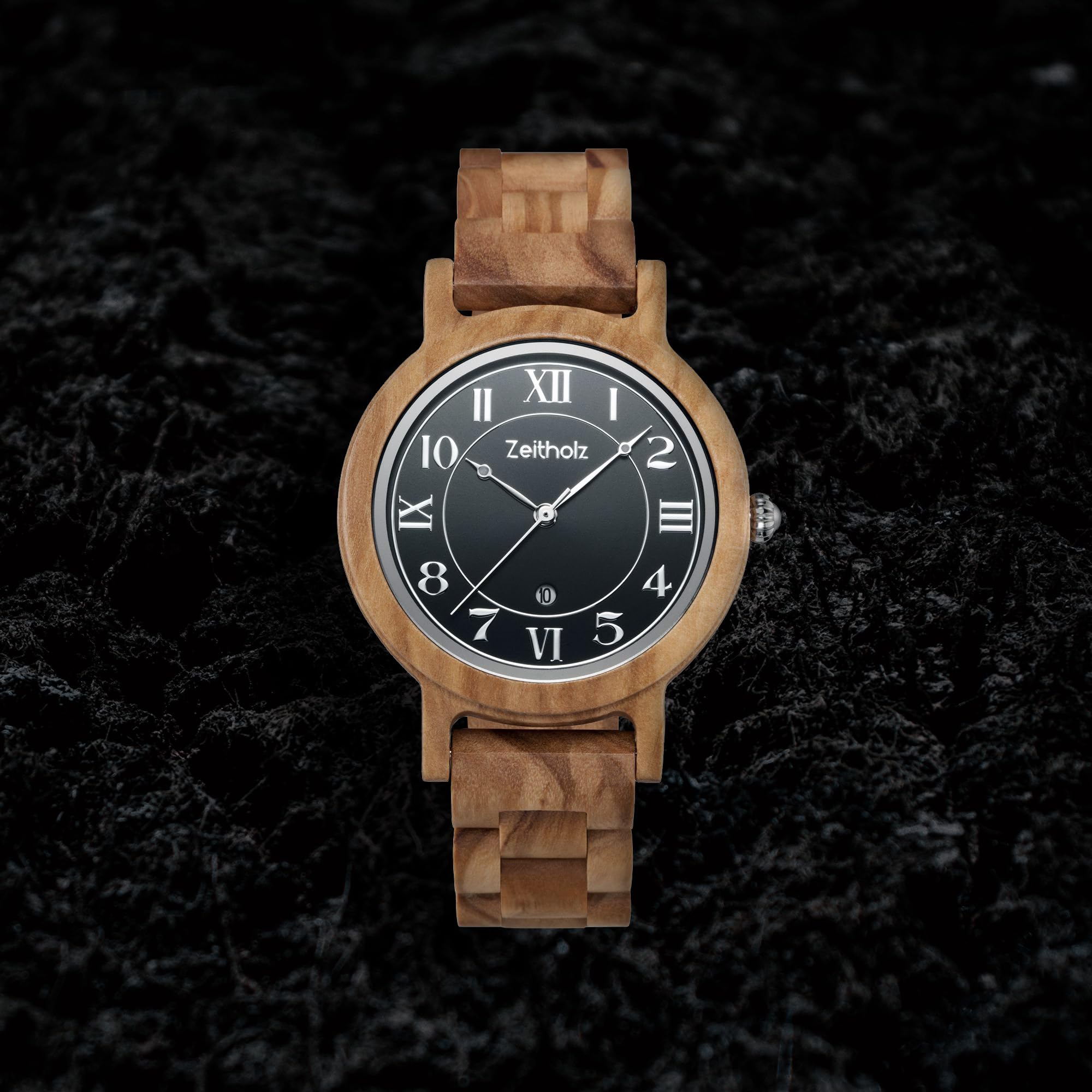 Holzuhr Damen, Armbanduhr, Holzband, Analog, Quarz, Wolkenstein Holzuhren 36mm, 100% Naturholz mit Japanischem Quarzwerk.