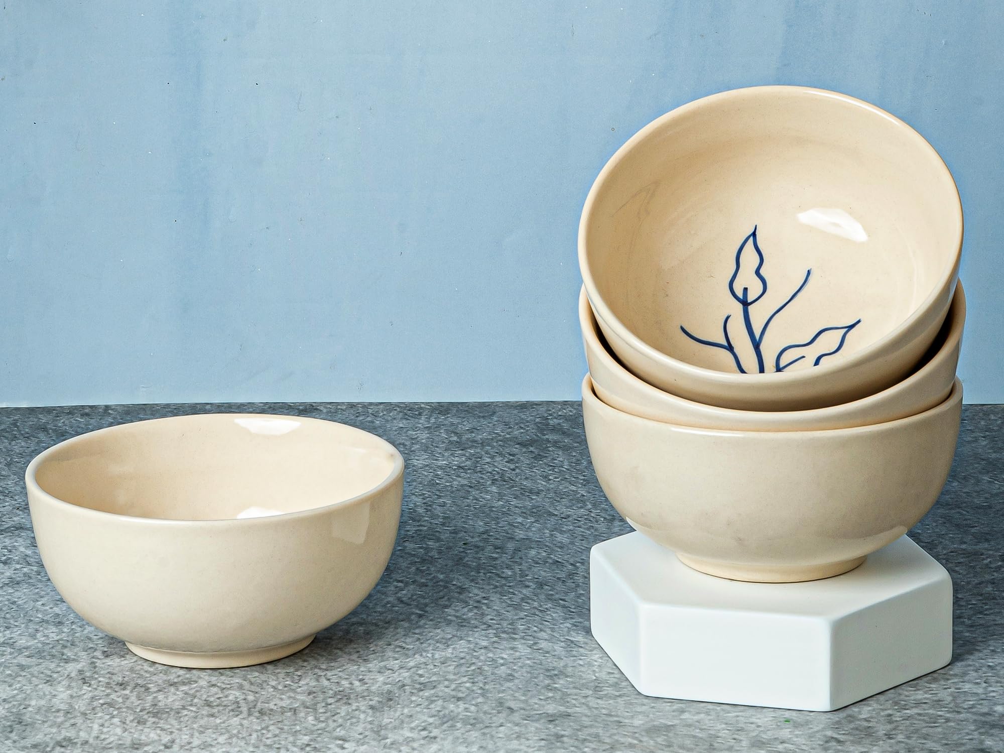 Bodhi House Ceramic Bowl Set - 4 Piece, Feather White -2