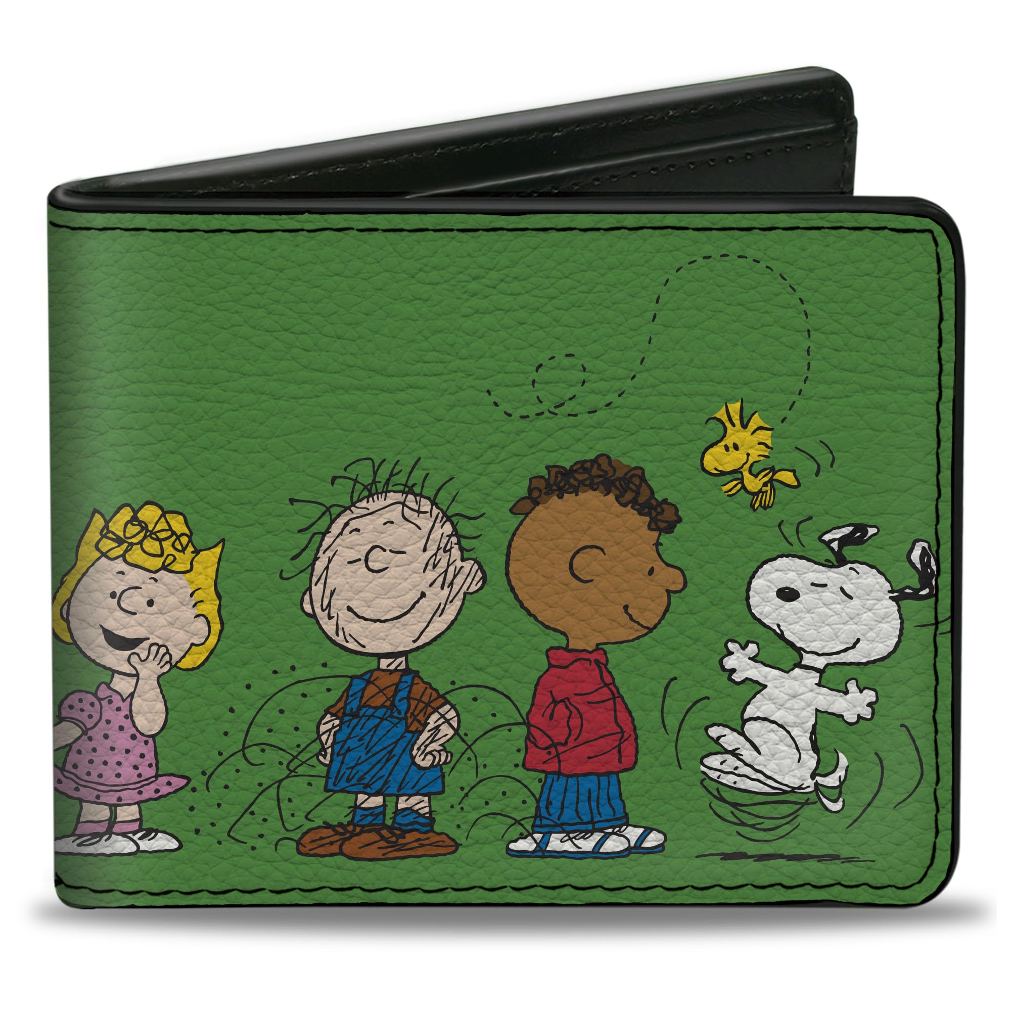 Buckle-Down Peanuts Worldwide LLC Wallet, Bifold, Peanuts Gang Group Pose Green, Vegan Leather
