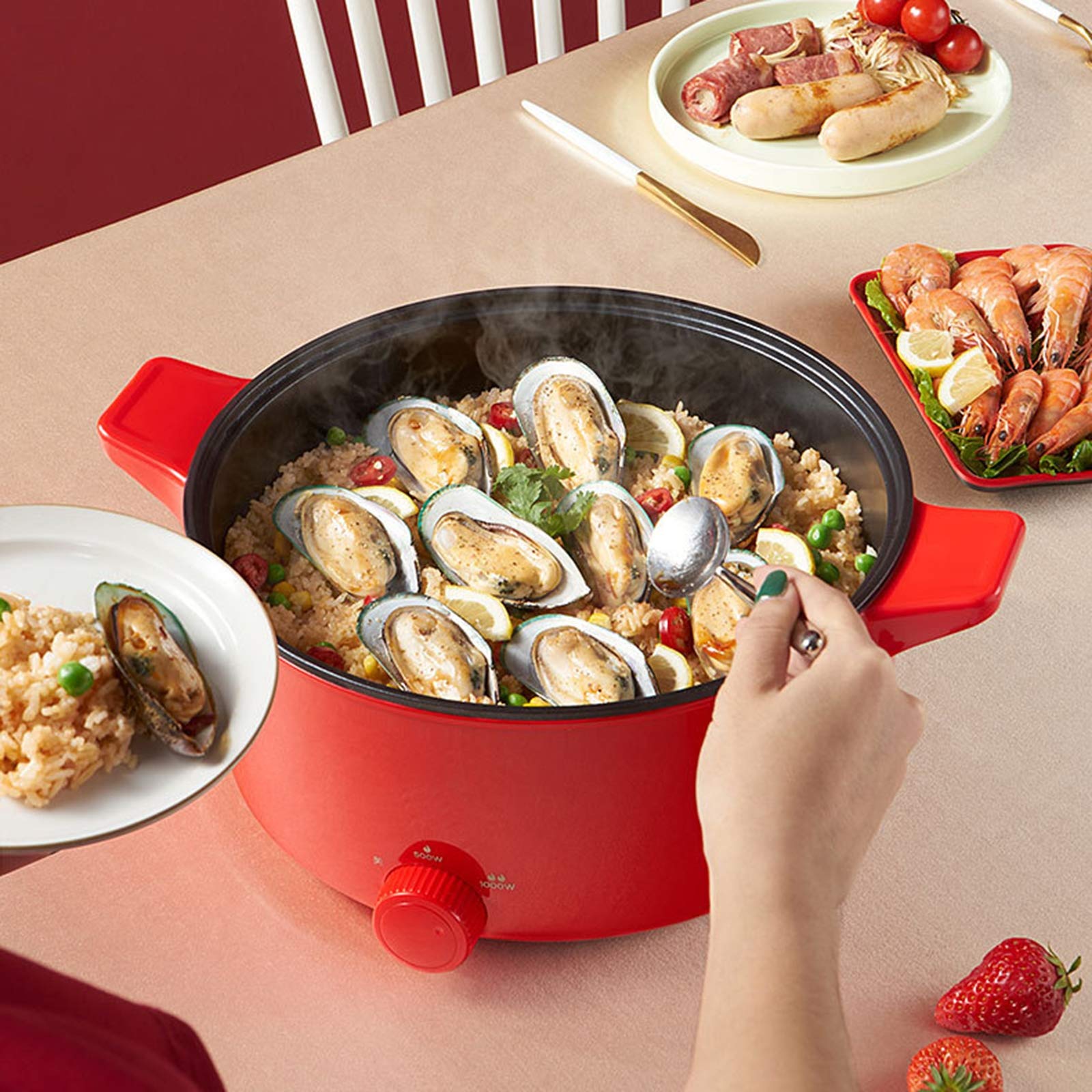 Pentolina Elettrica Multifunzione 2.3L - Perfetta Per Pasta, Stufati E Vapore | Cucina Compatta Con Rivestimento Antiaderente - Foto 8