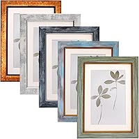 Fixwal Set of 5 Vintage 5x7 Picture Frames - Rustic Farmhouse Photo Frames with Tempered Glass for Wall & Tabletop Decor