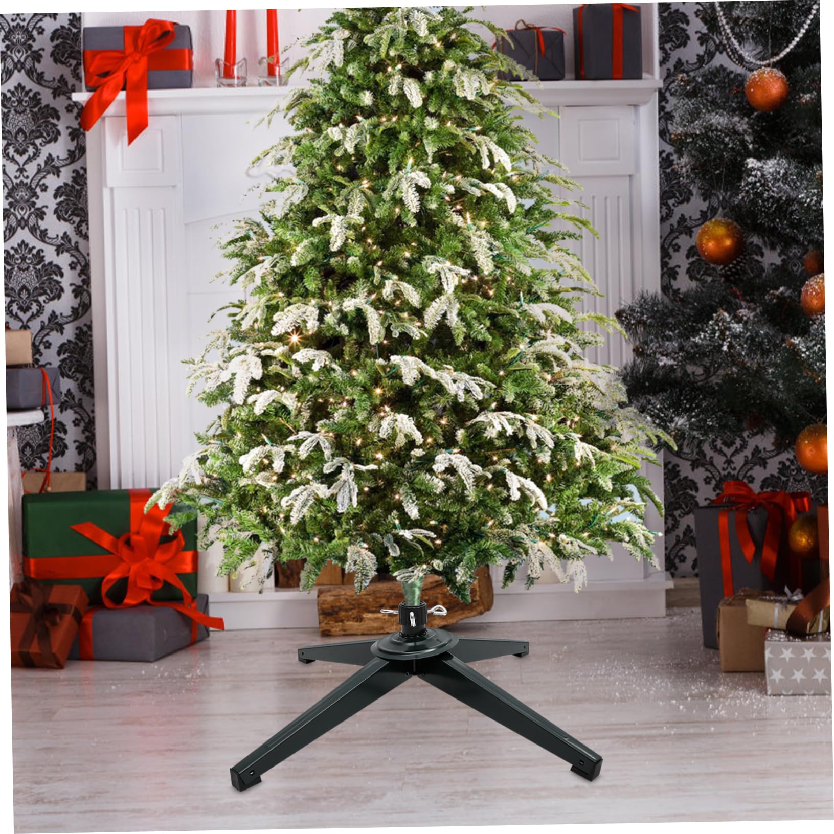 Soporte de Árbol de Navidad de Hierro Resistente y Plegable Base Estable con Placa de Bloqueo Plana Diseño Compacto para Almacenamiento Fácil para Árboles Artificiales con Añade