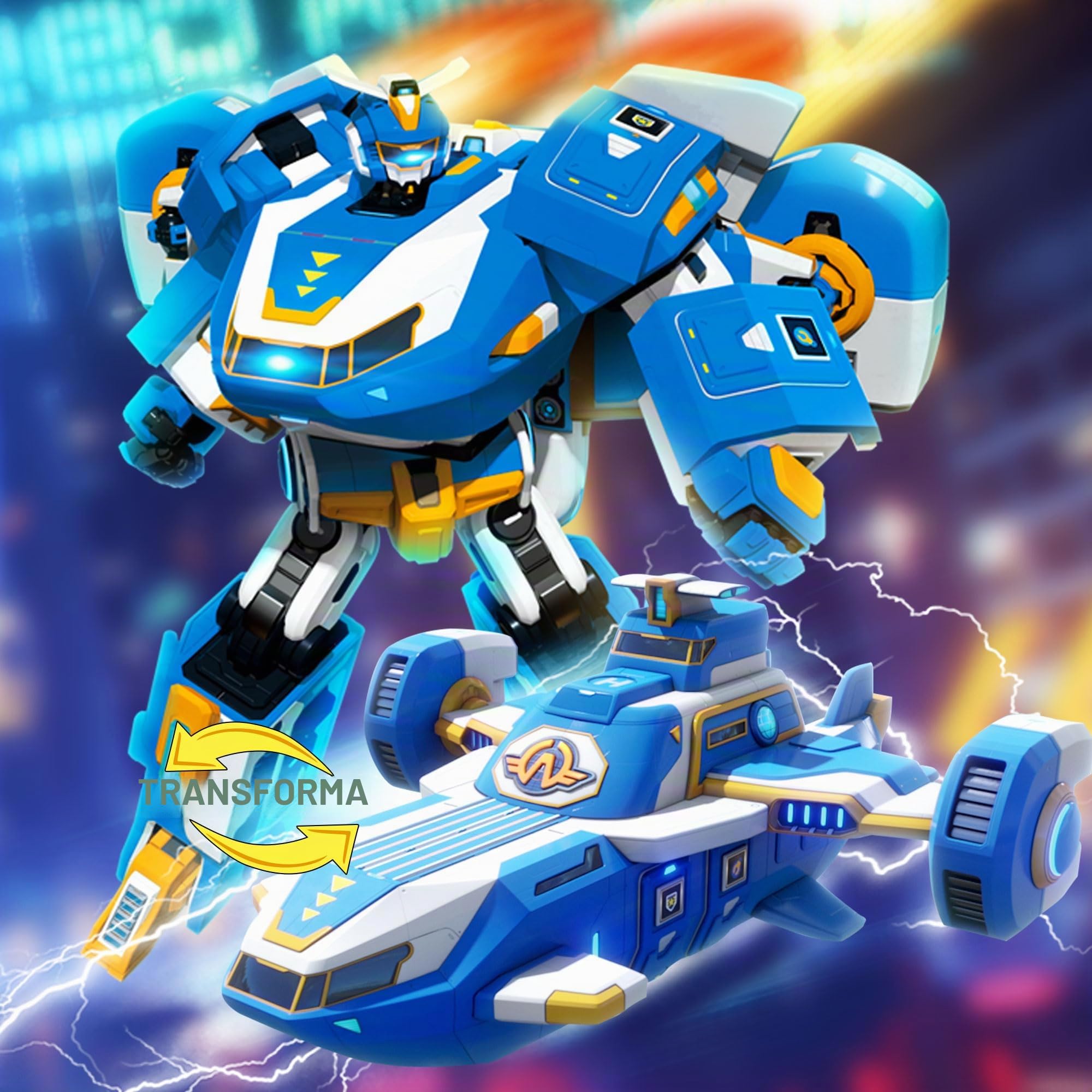 Super Wings 2-en-1 Mini World Aircraft Robot con luz Fresca y Efectos de Sonido, Juguete para niños y niñas Mayores de 3 años