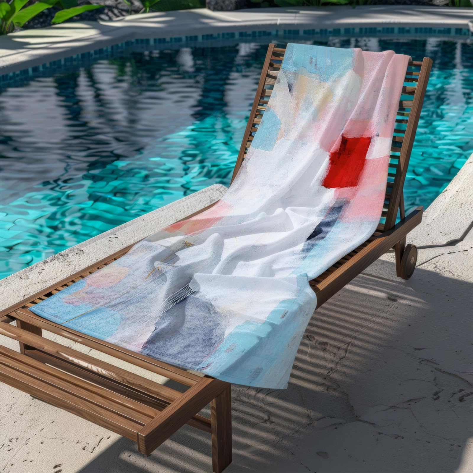Générique Serviette Microfibre Plage Bleu Clair Rouge