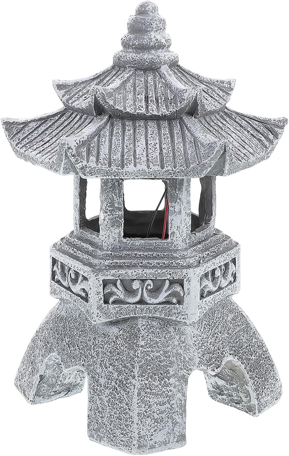 DECHOUS Solar Resin Lantern Outdoor Decorative Garden Light Zen Lotus Pagoda Style Solar Court Lamp for Patio Lawn Yard Lighting