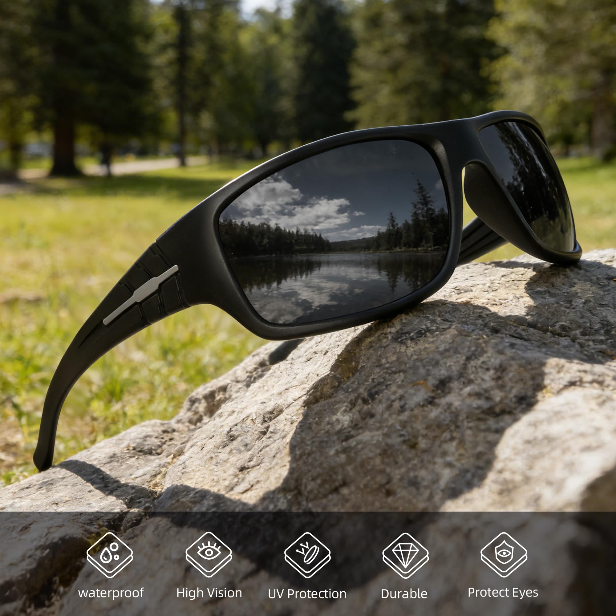 XVXV Gafas de sol deportivas polarizadas para hombre, gafas de sol envolventes, protección UV para ciclismo, pesca, conducción