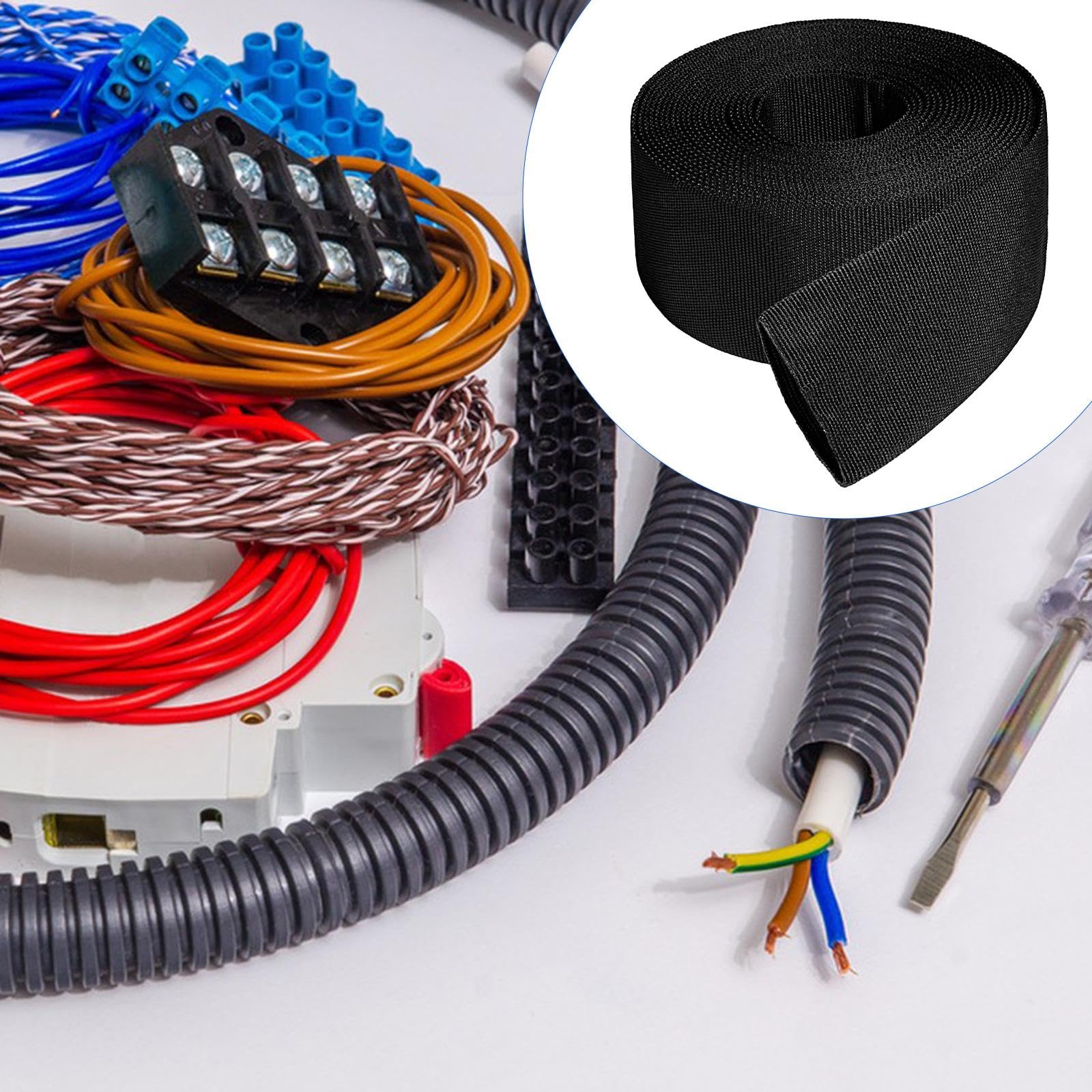 perfk Manguito de manguera hidráulica, cubierta protectora, piezas, herramienta multifunción, regalo, funda de cable de 8 m, funda de cable para soplete de, Ancho 9cm