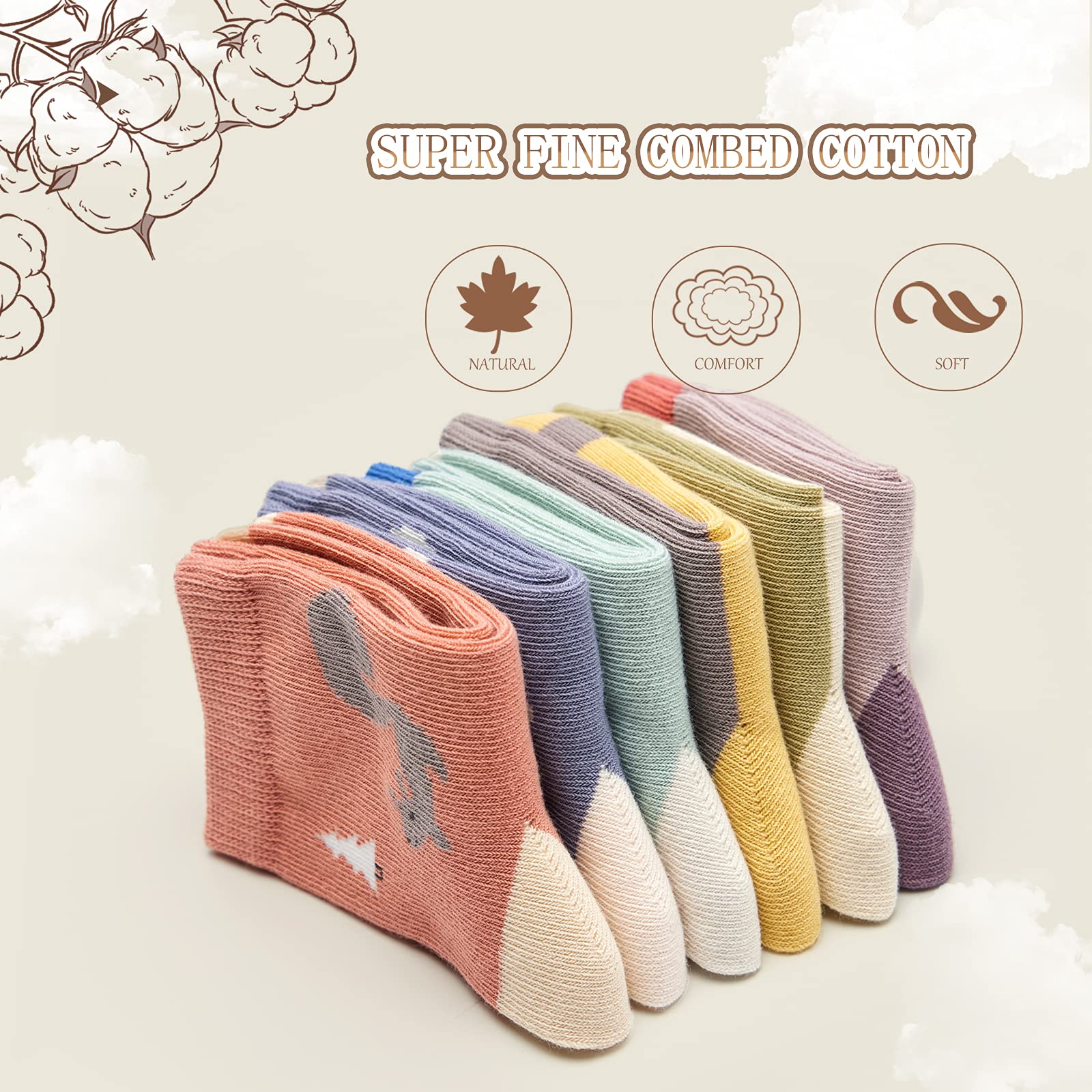 Aisyee Lot de 6 paires de chaussettes colorées en coton sans couture pour garçon