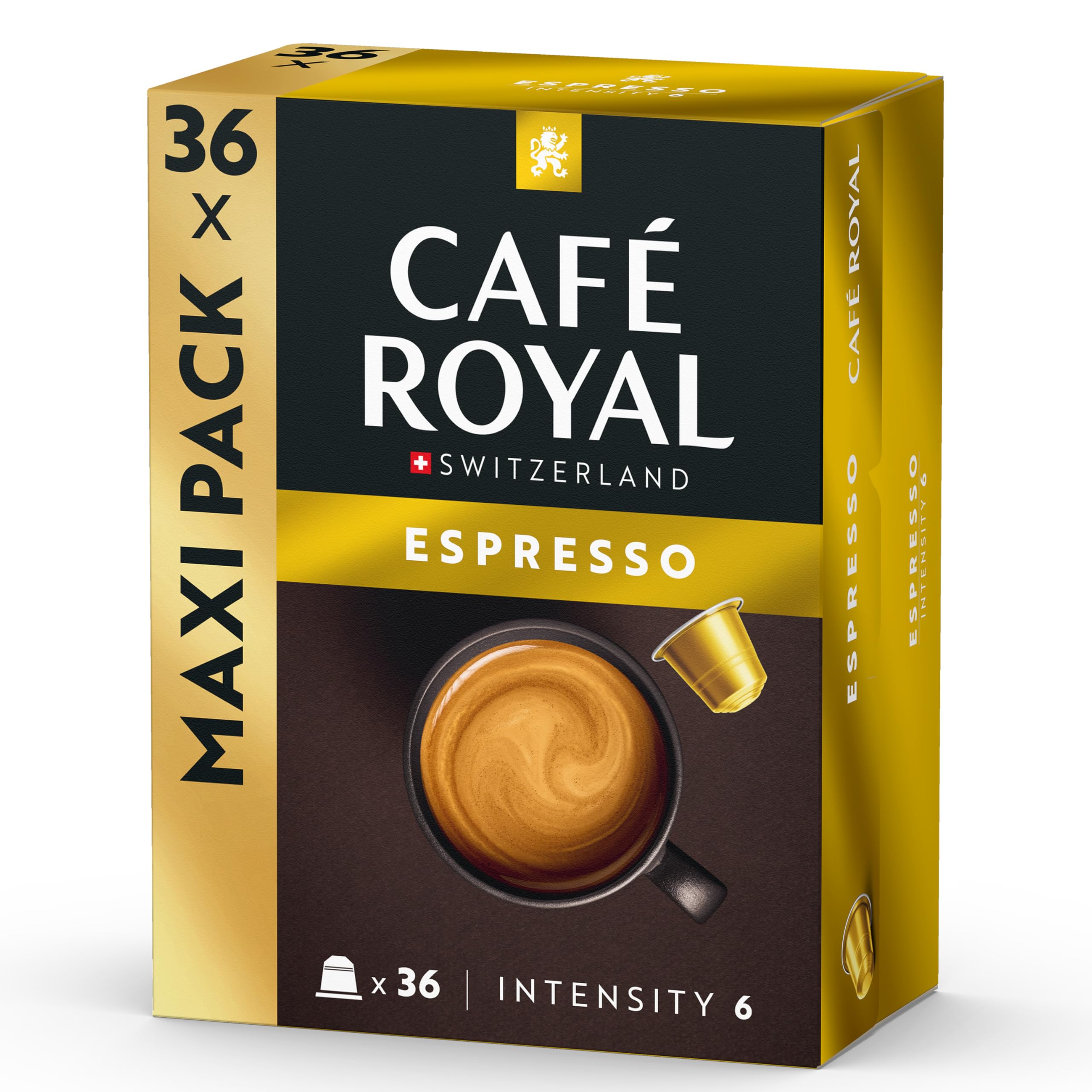 Café Royal Espresso – Nespresso®-kompatible Kaffeekapseln, 100 % Arabica, fruchtig, mittlere Röstung, Intensität 6/12, Rainforest Alliance, 36 Kapseln