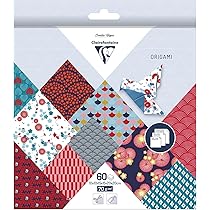Clairefontaine 95347C – 60 Fogli di carta Origami da 70g, m², 3 misure: 10x10cm, 15x15cm, 20x20cm, 10 motivi colorati assortiti (2 Fogli per misura), Hobby creativo Adulti e bambini, Hanayo