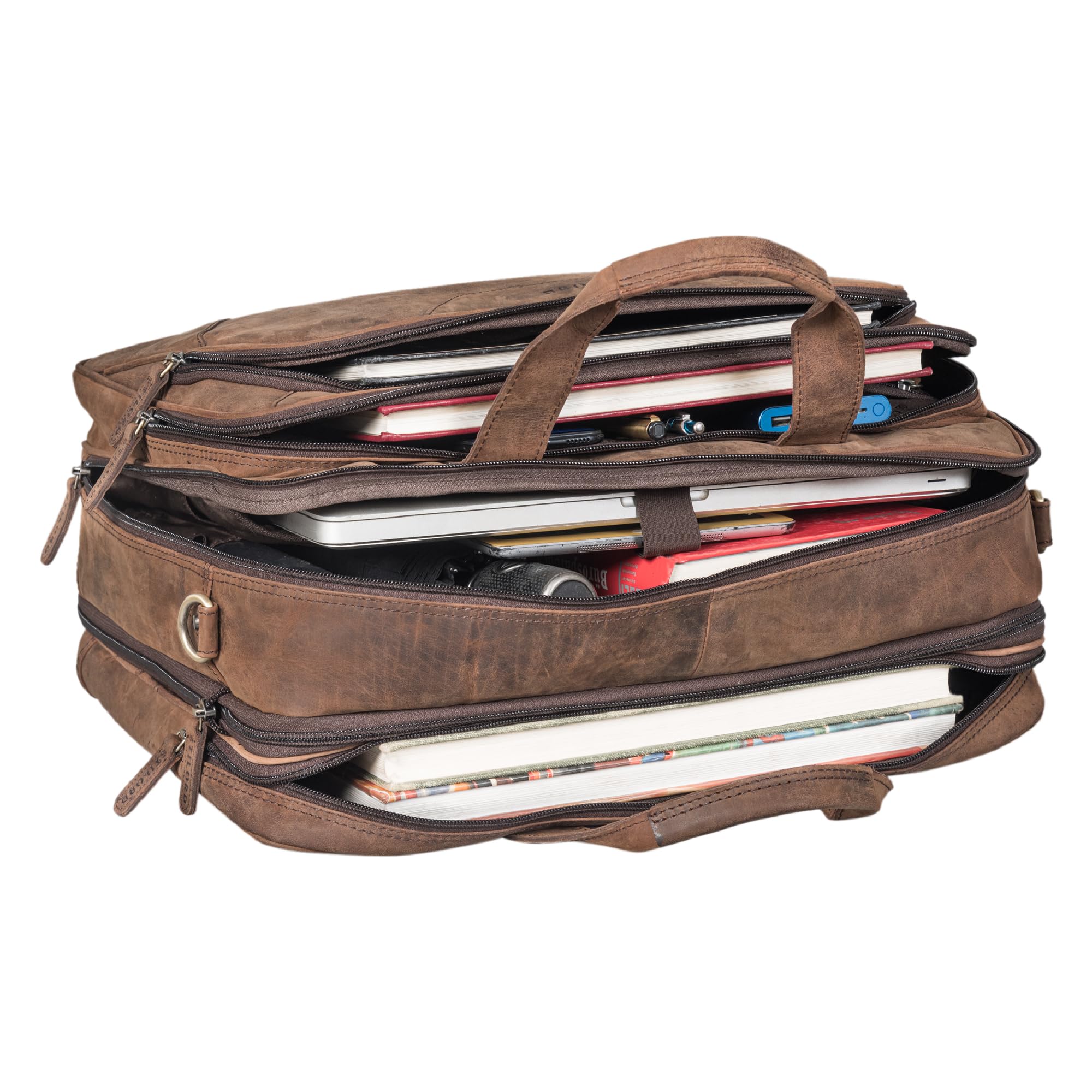 STILORD 'Ansgar' XL Rauleder Aktentasche zum Umhängen für Herren und Damen ideal als Lehrertasche Ledertasche 17-18 Zoll Laptop-Tasche Business oder Ordnertasche Echtleder
