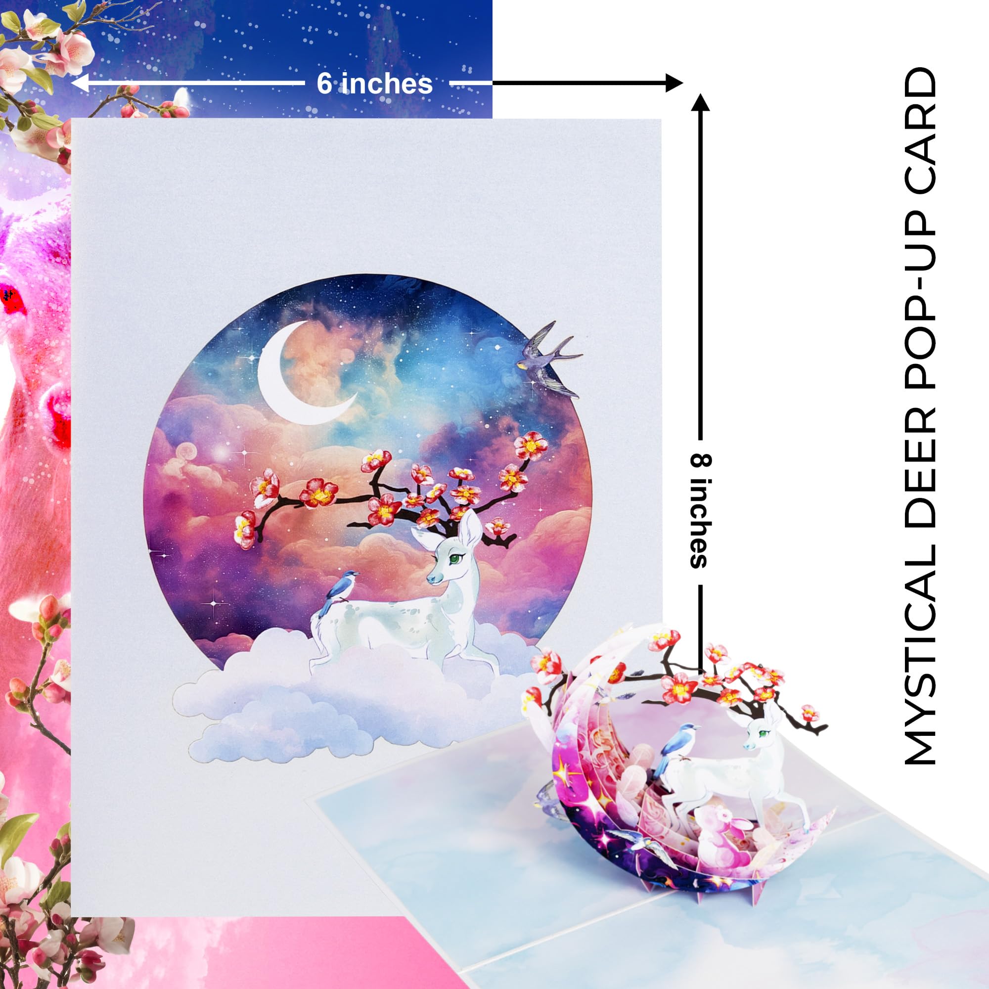 iGifts And Cards Tarjeta de felicitación 3D desplegable de ciervo en la luna