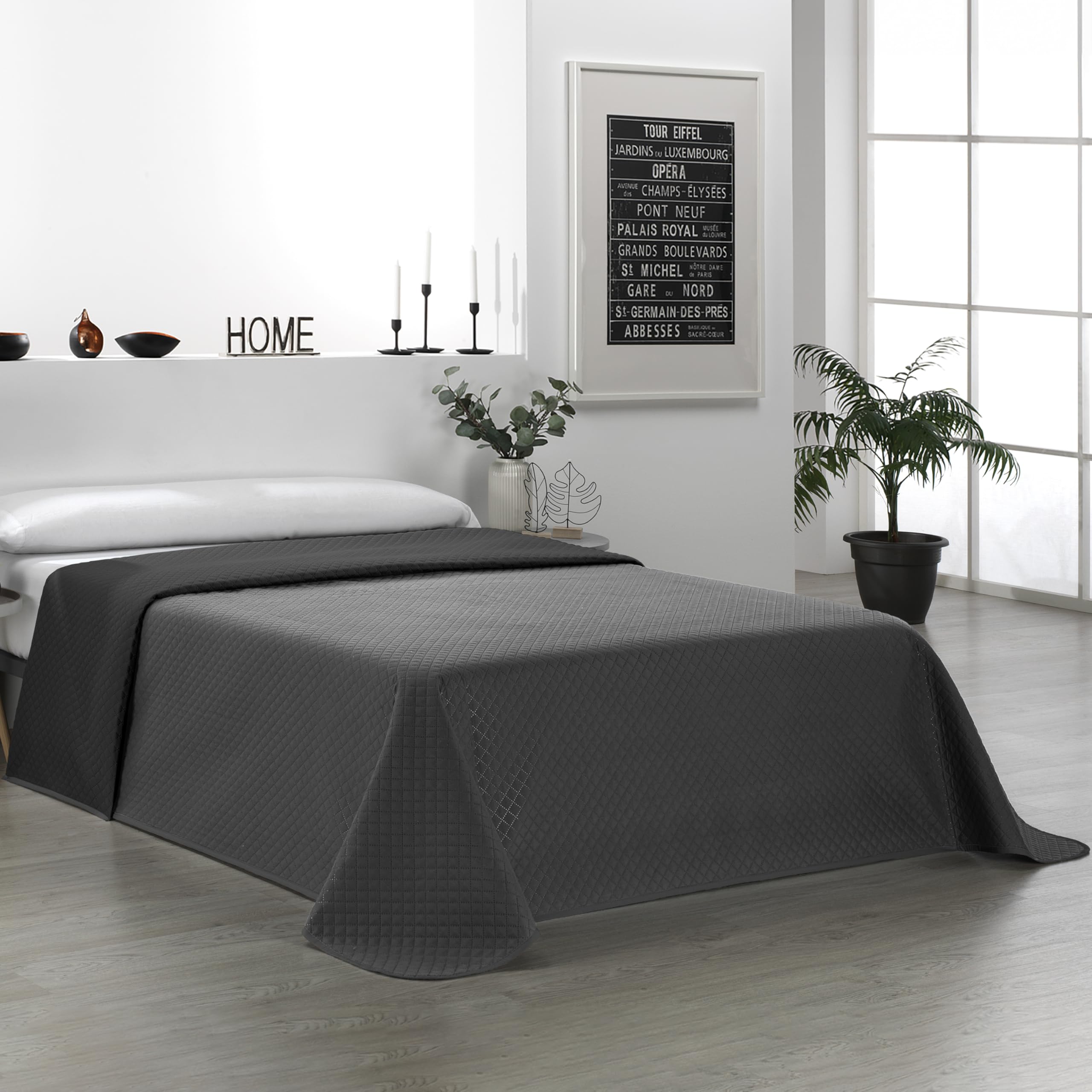 Martina Home Reversible Bedspread Charcoal Black Bed 135
